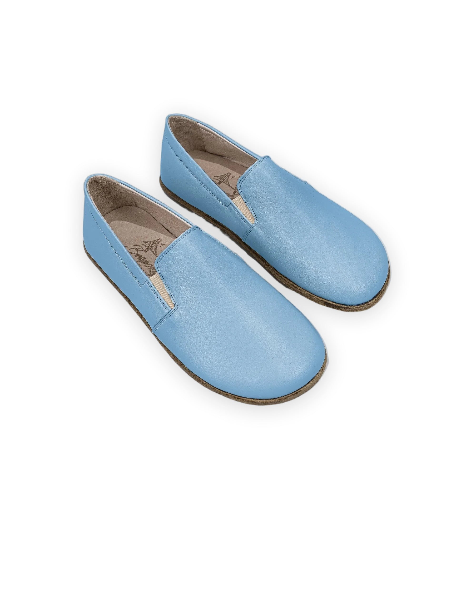 Women's Baby Blue Barefoot Shoes - Handcrafted Calf Leather Wide Toe Box | Bespoky