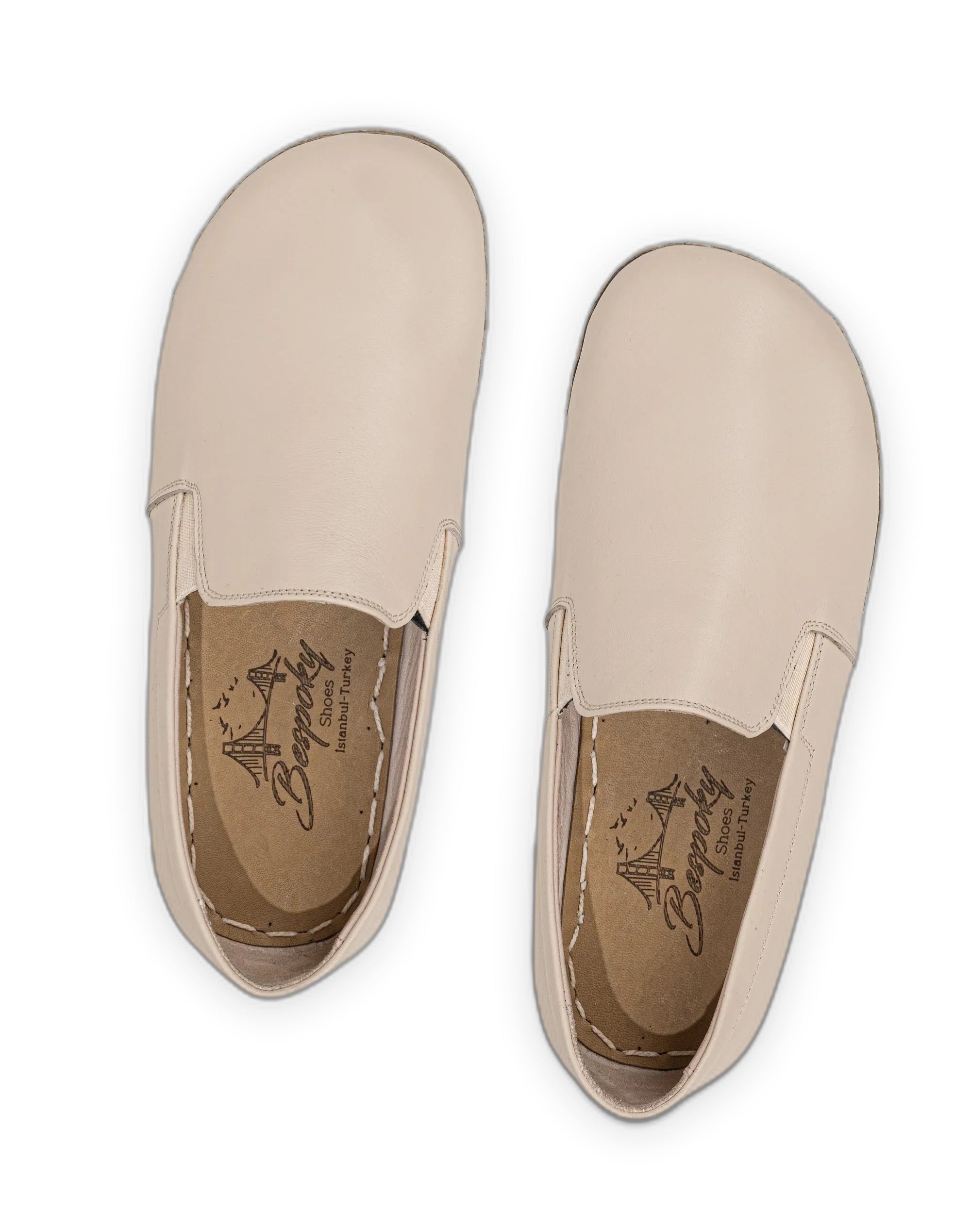 Back view Beige Barefoot Shoes - Calf Leather Handcrafted | Bespoky