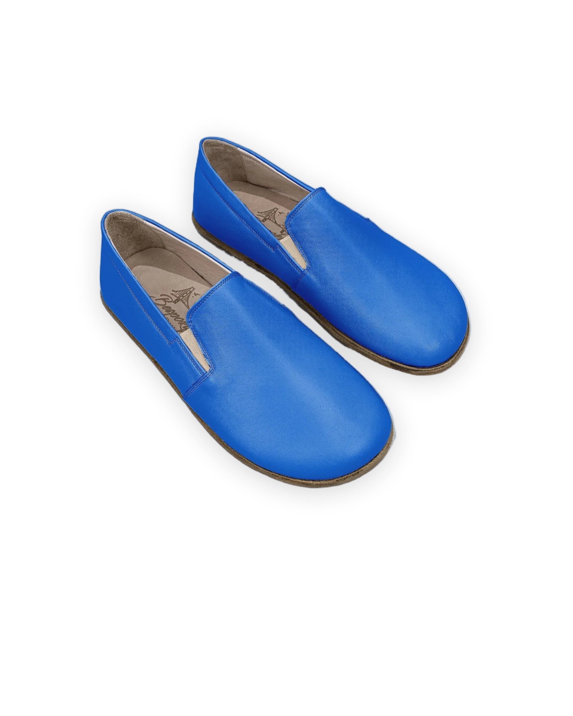 Women's Blue Barefoot Shoes - Handcrafted Calf Leather Wide Toe Box | Bespoky