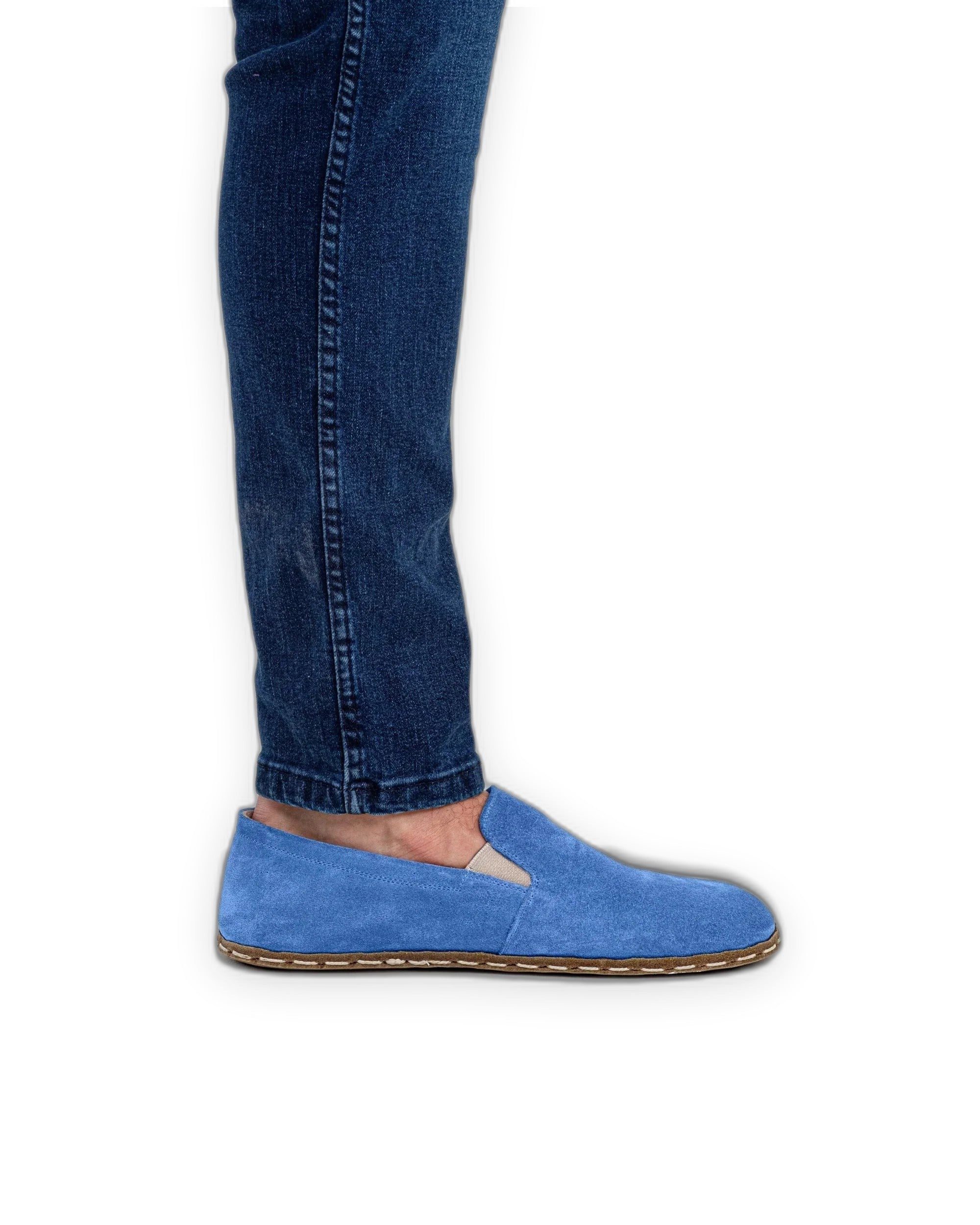 Detail Blue Barefoot Shoes - Handcrafted Calf Leather Turkey | Bespoky
