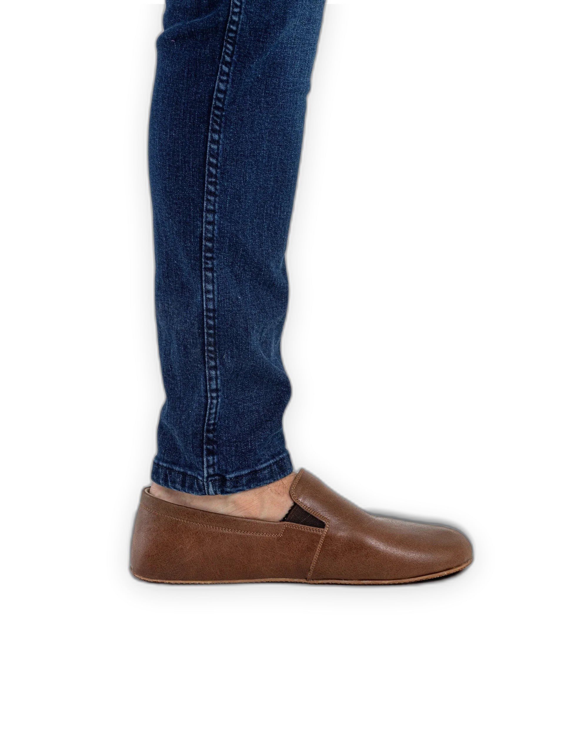 Pair Brown Barefoot Shoes - Barefoot Wide Toe Calf Leather | Bespoky