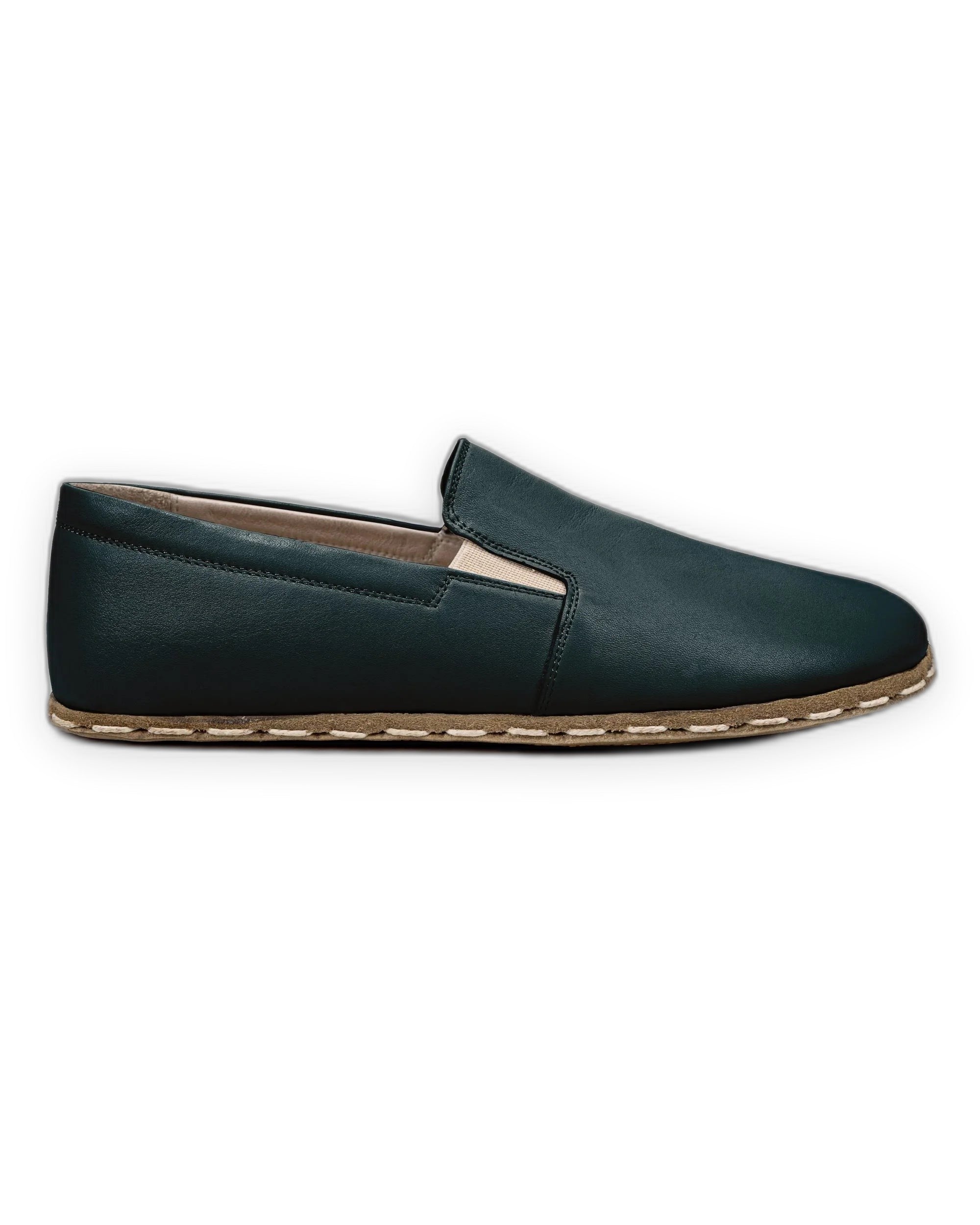 Side view Dark Green Barefoot Shoes - Calf Leather Zero Drop | Bespoky