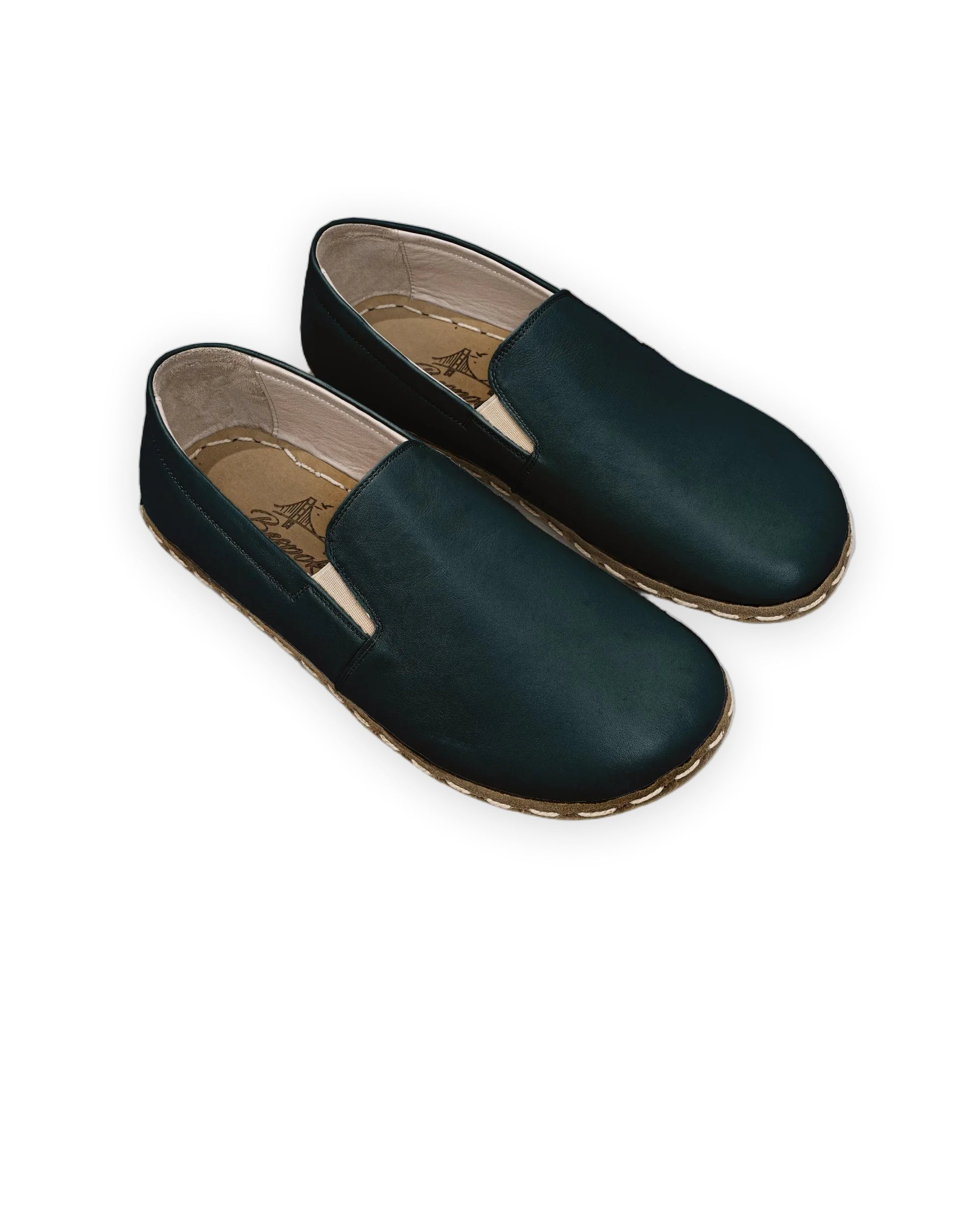 Women's Dark Green Barefoot Shoes - Handcrafted Calf Leather Wide Toe Box | Bespoky
