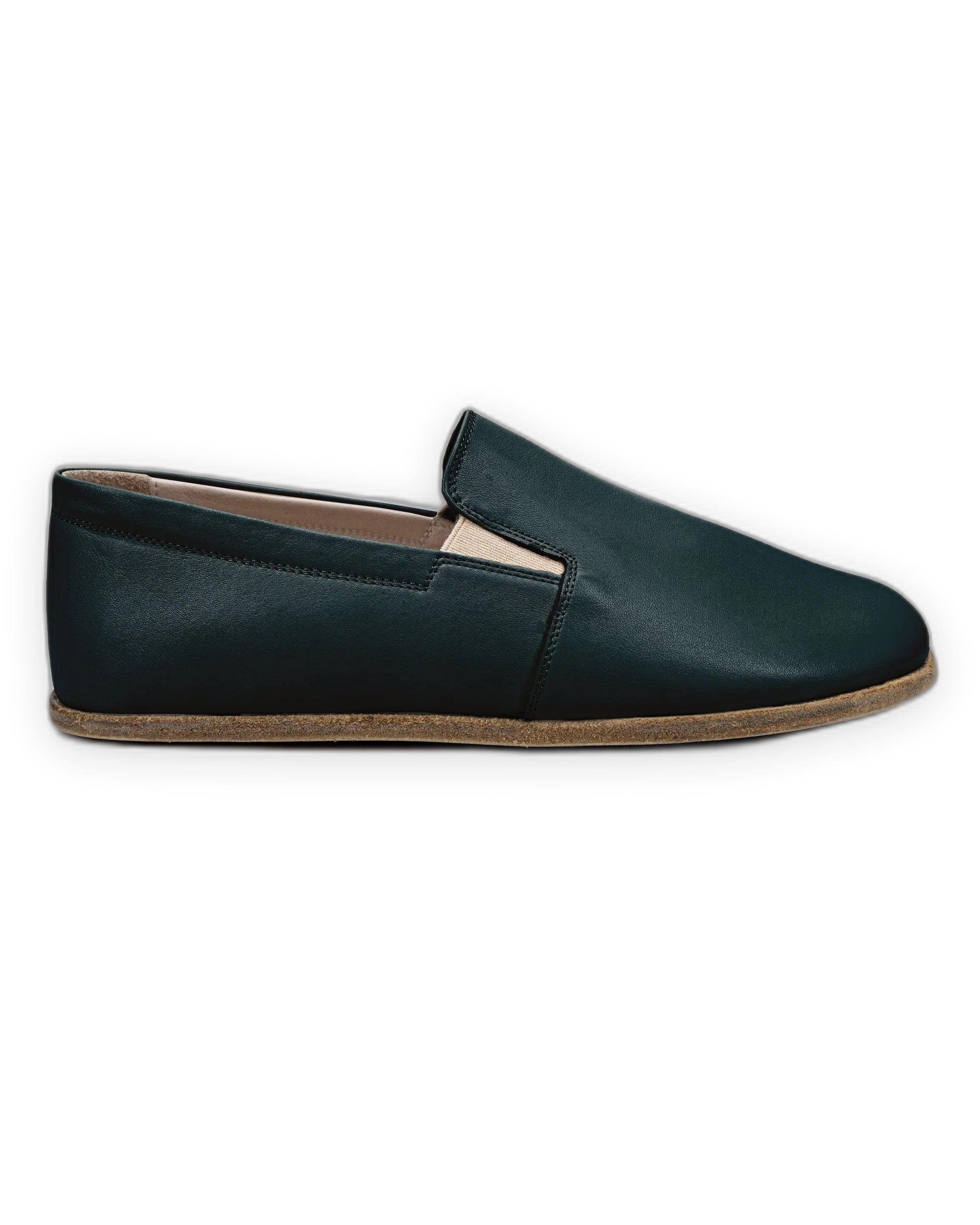 Side view Dark Green Barefoot Shoes - Calf Leather Zero Drop | Bespoky