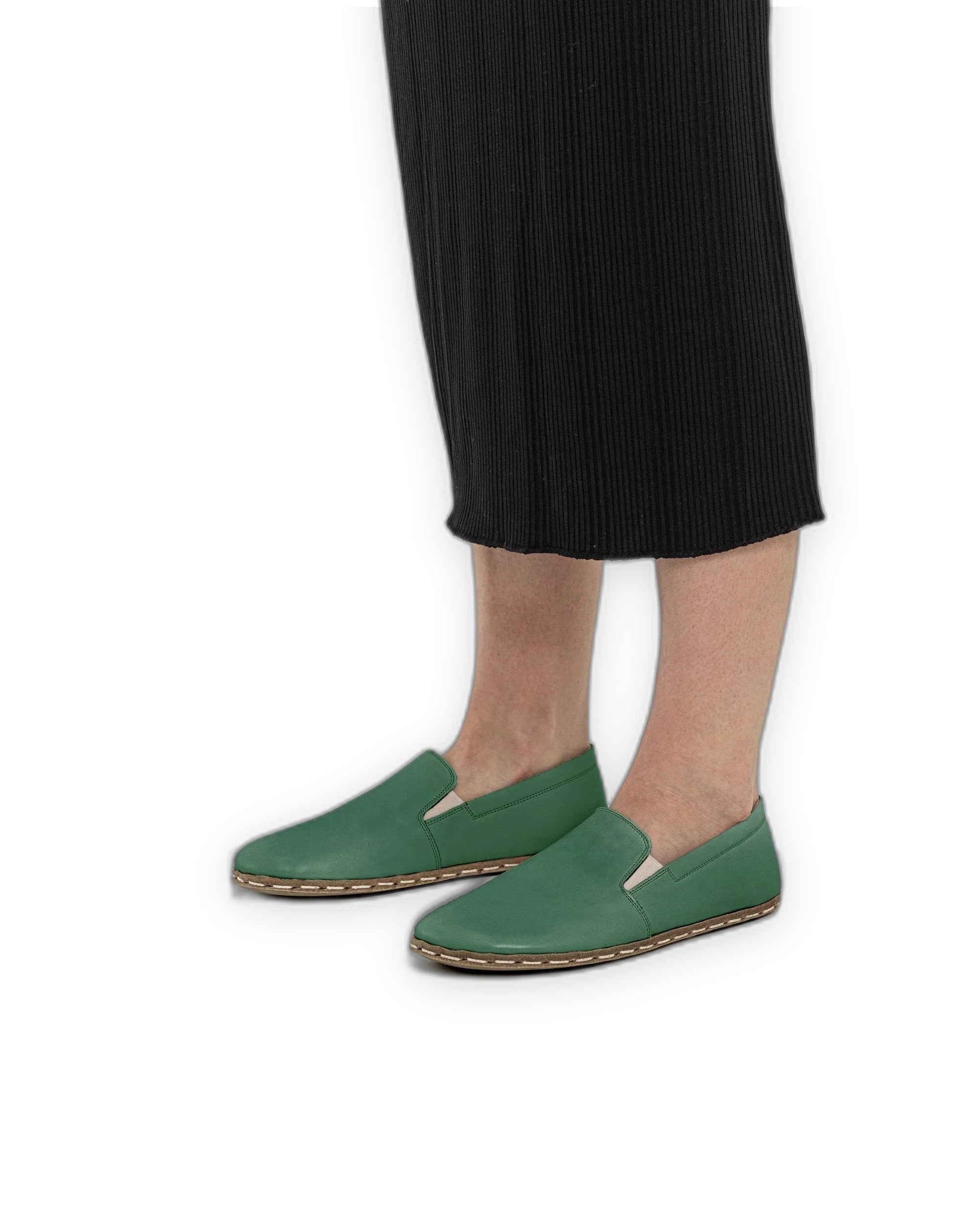 Detail Green Barefoot Shoes - Handcrafted Calf Leather Turkey | Bespoky