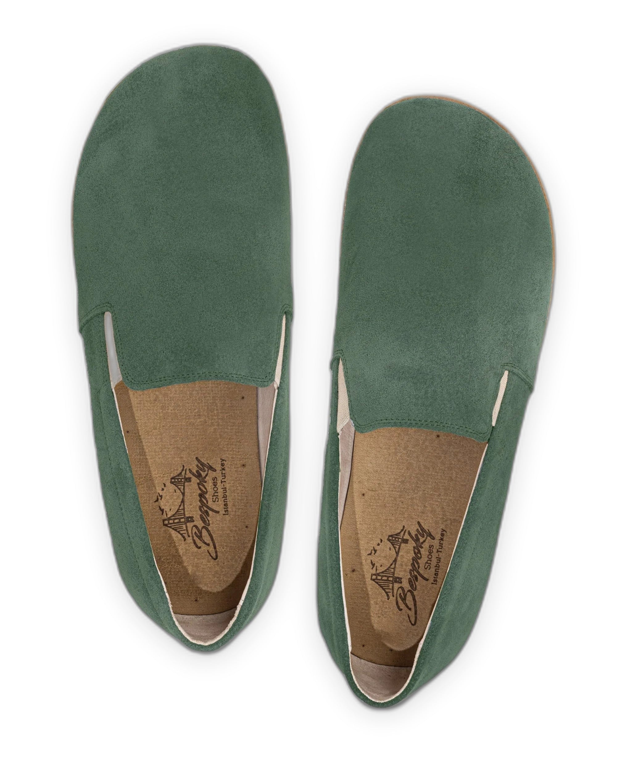 Detail Green Barefoot Shoes - Handcrafted Calf Leather Turkey | Bespoky