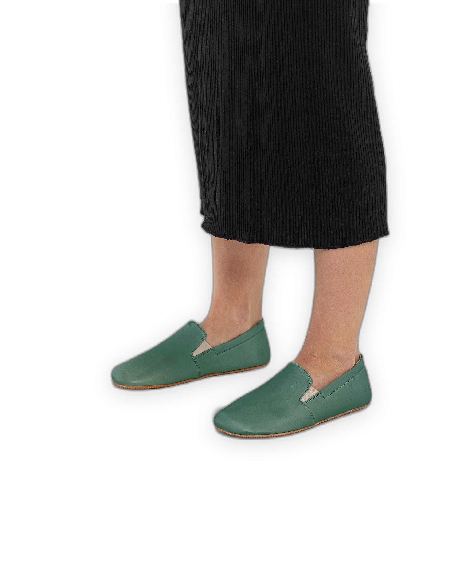 Back view Green Barefoot Shoes - Calf Leather Handcrafted | Bespoky