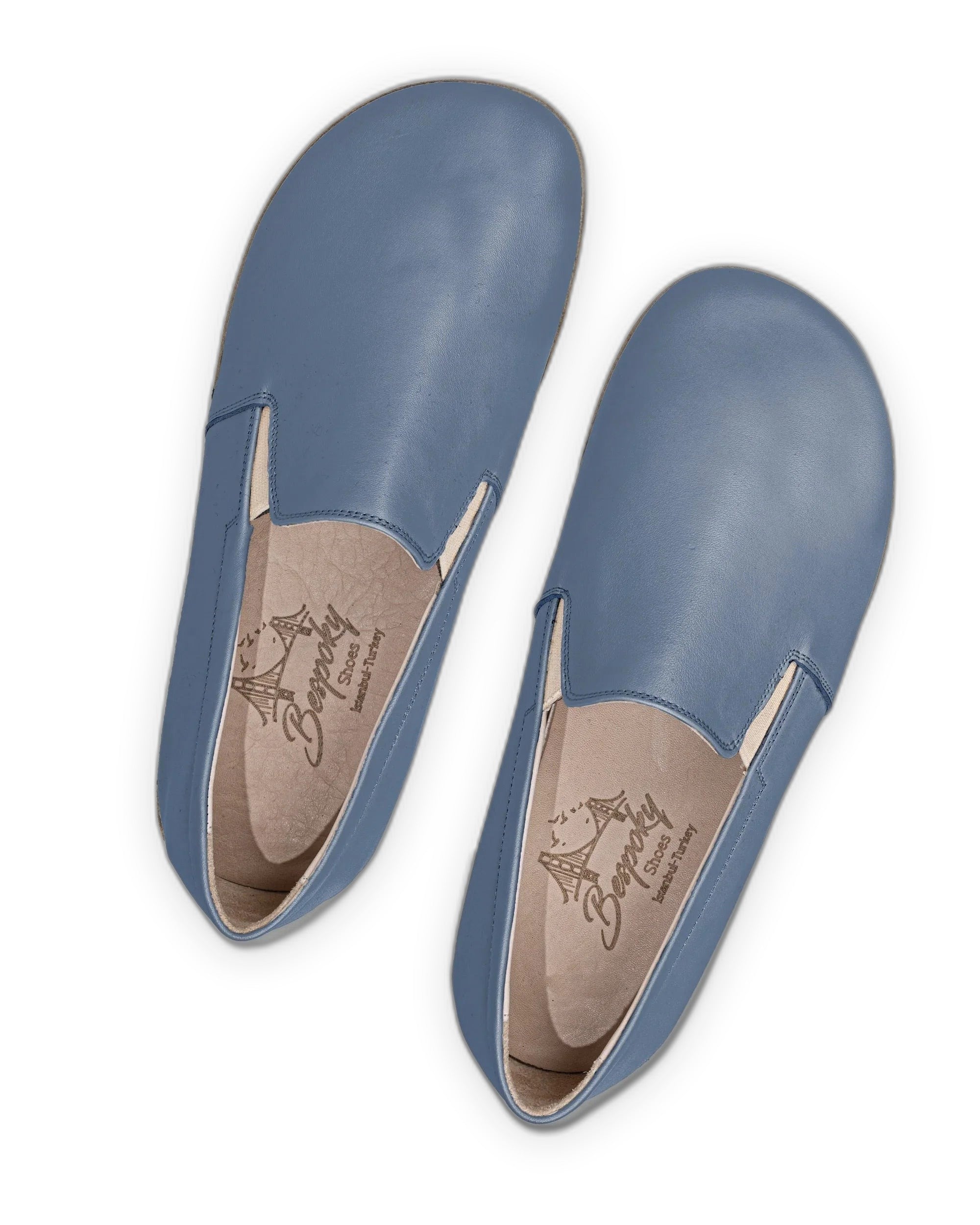Side view Jean Blue Barefoot Shoes - Calf Leather Zero Drop | Bespoky