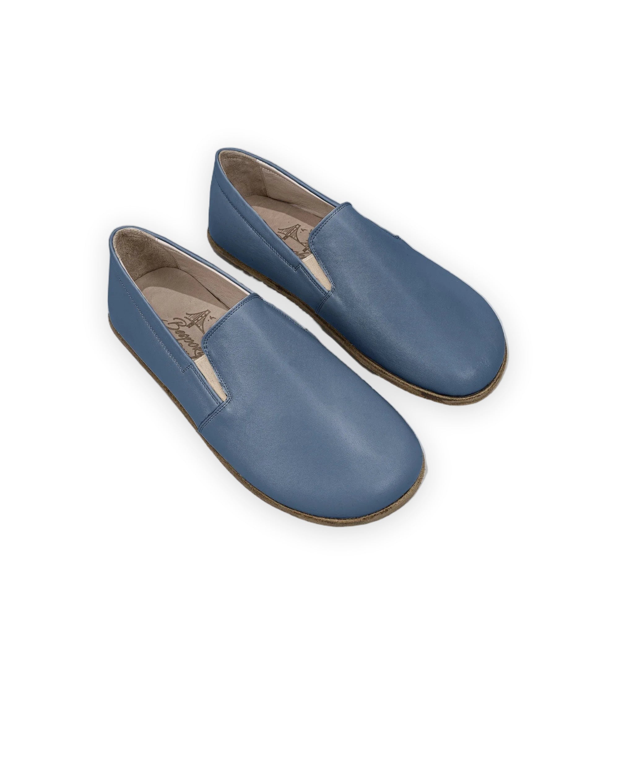 Women's Jean Blue Barefoot Shoes - Handcrafted Calf Leather Wide Toe Box | Bespoky