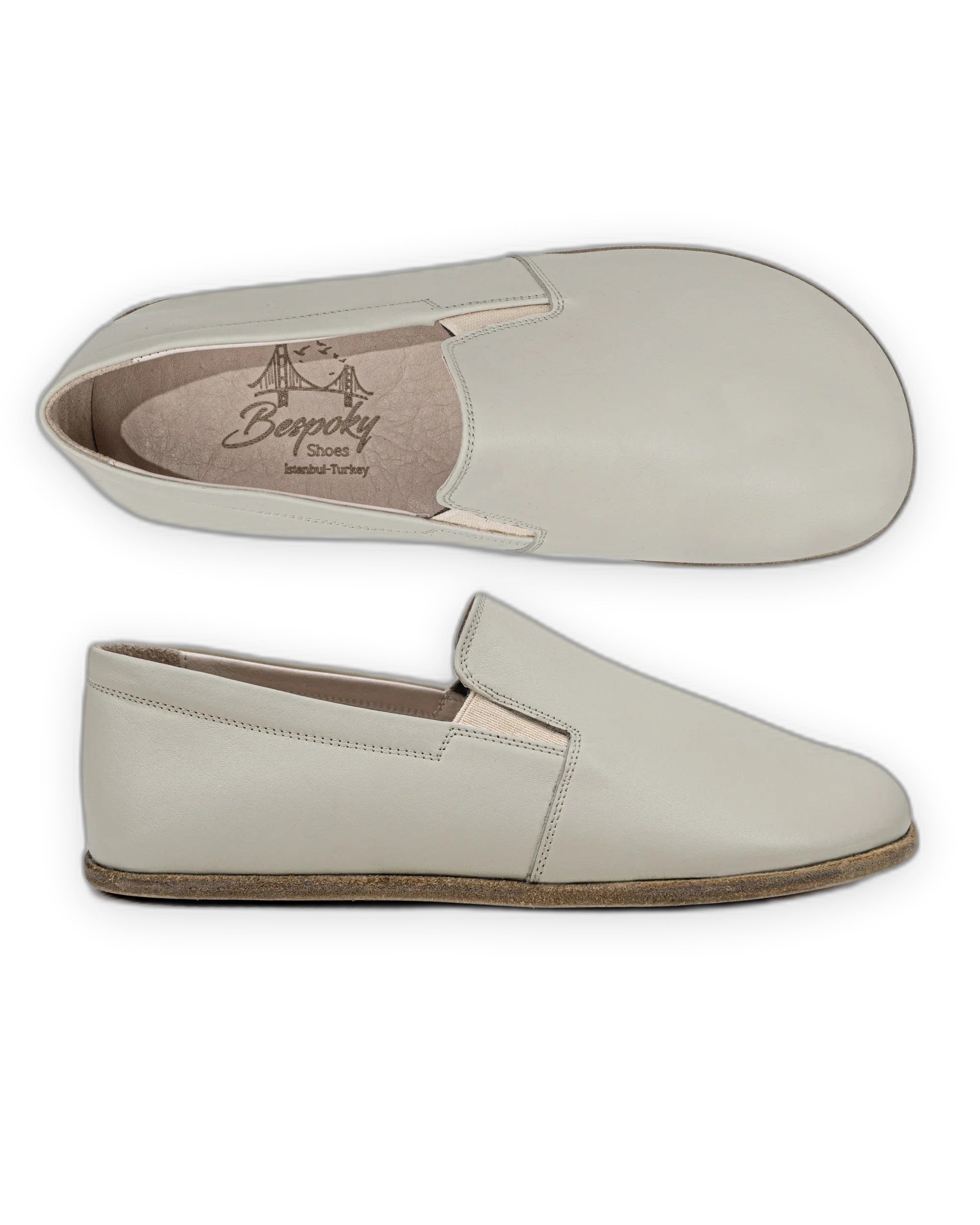 Pair Lucas Beige Barefoot Shoes - Barefoot Wide Toe Calf Leather | Bespoky