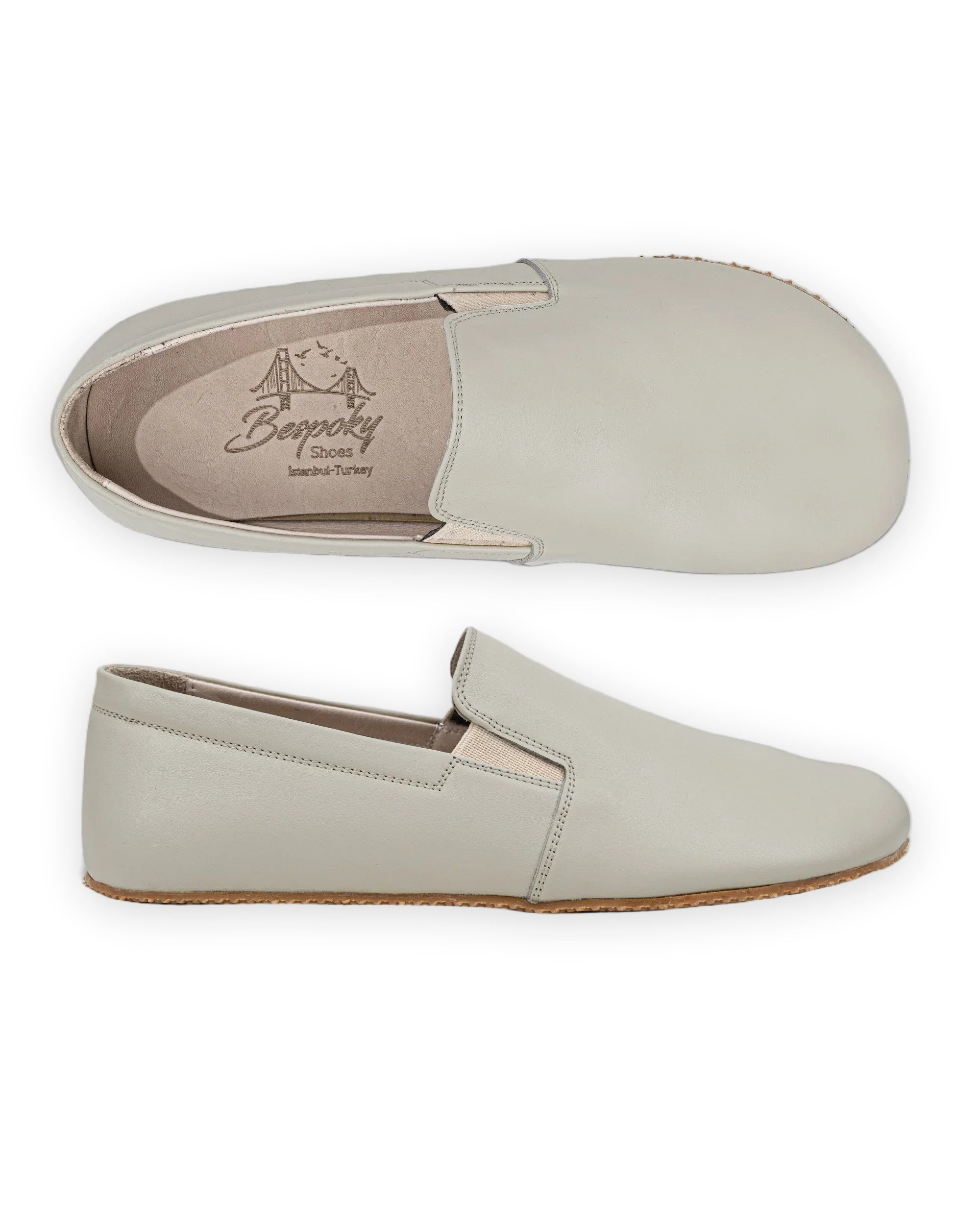 Women's Lucas Beige Barefoot Shoes - Handcrafted Calf Leather Wide Toe Box | Bespoky