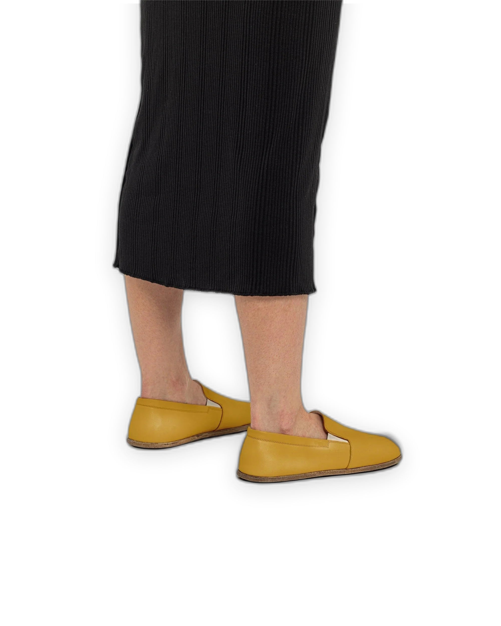 Detail Mustard Barefoot Shoes - Handcrafted Calf Leather Turkey | Bespoky