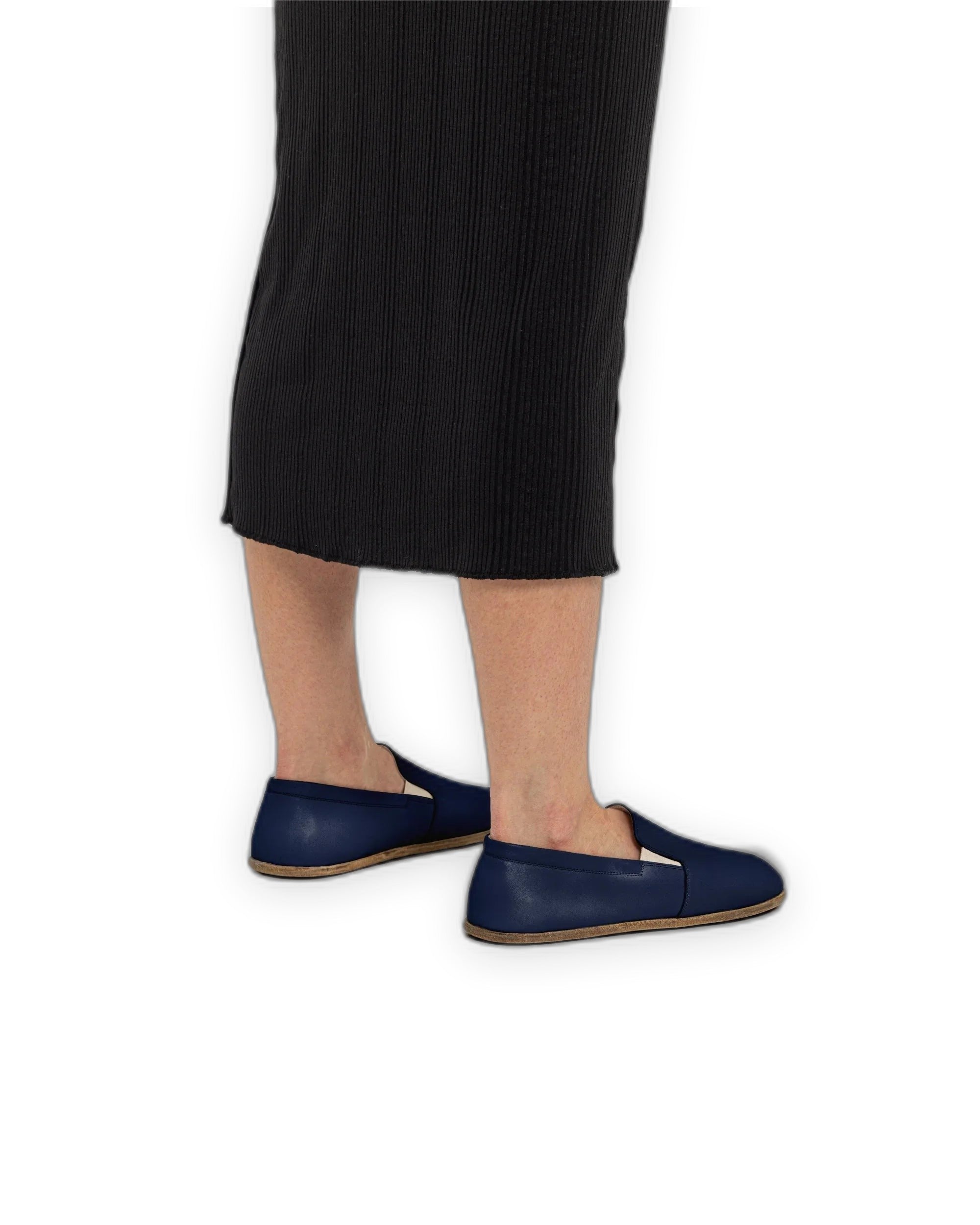 Detail Navy Blue Barefoot Shoes - Handcrafted Calf Leather Turkey | Bespoky