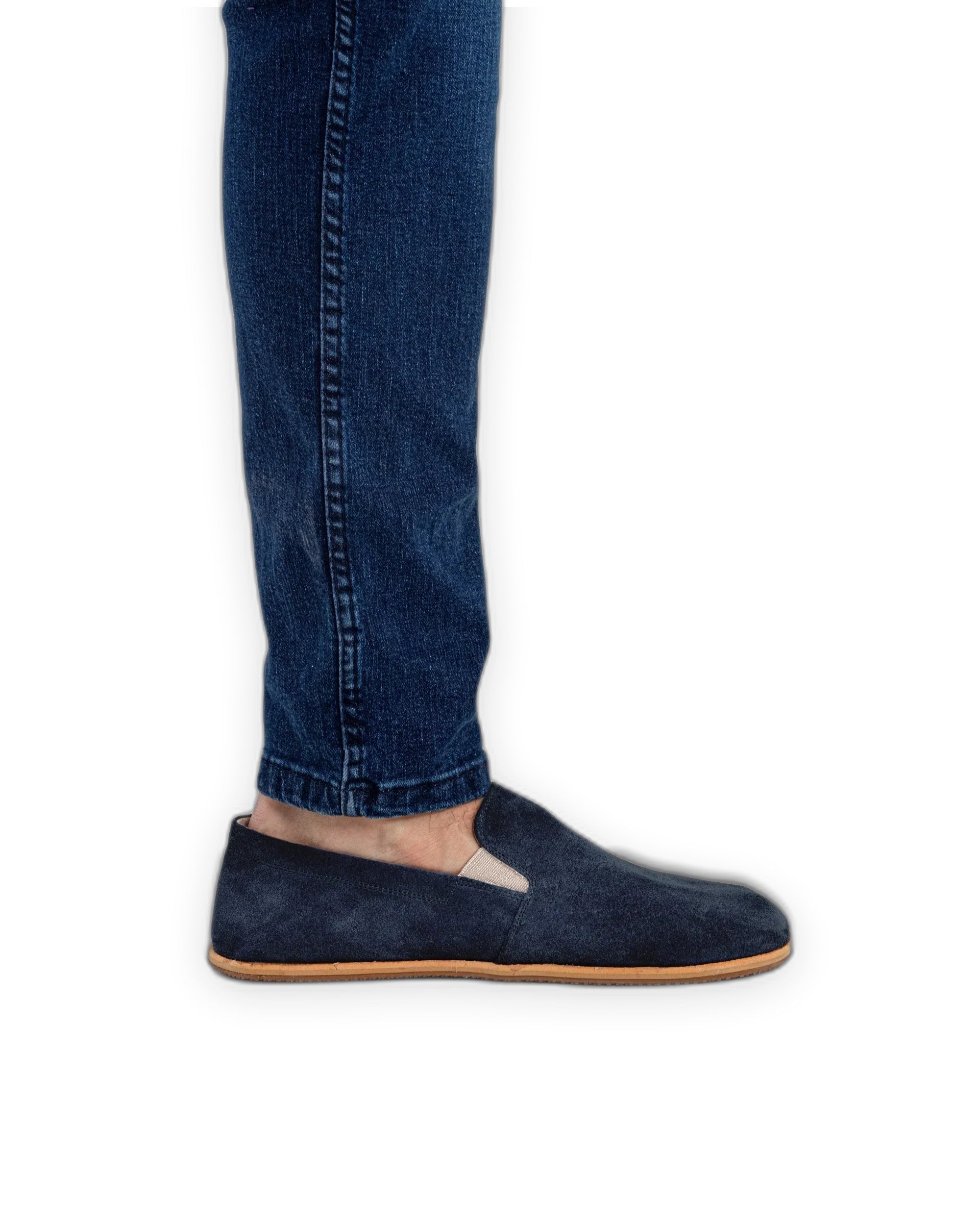 Back view Navy Barefoot Shoes - Calf Leather Handcrafted | Bespoky