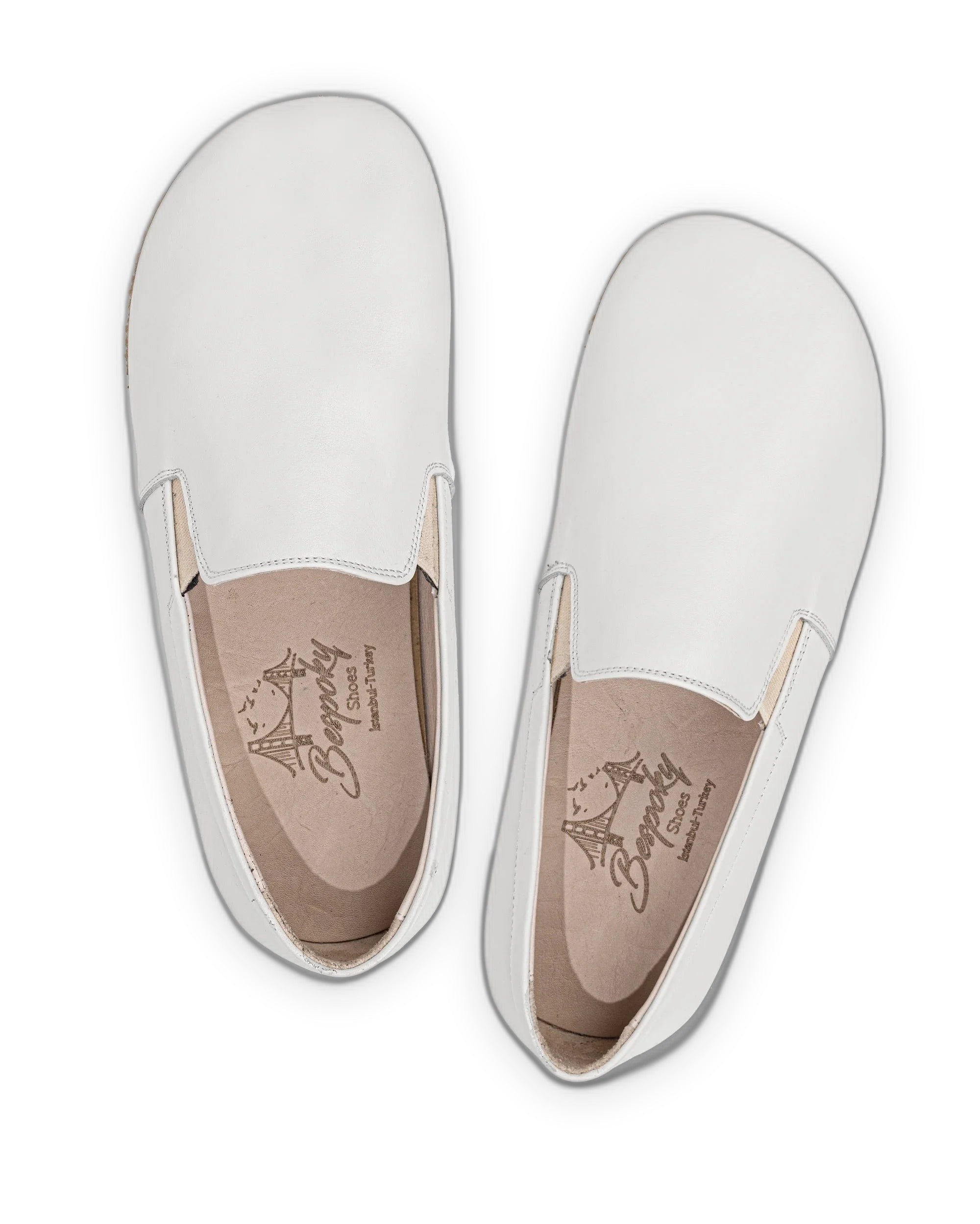 Side view White Barefoot Shoes - Calf Leather Zero Drop | Bespoky