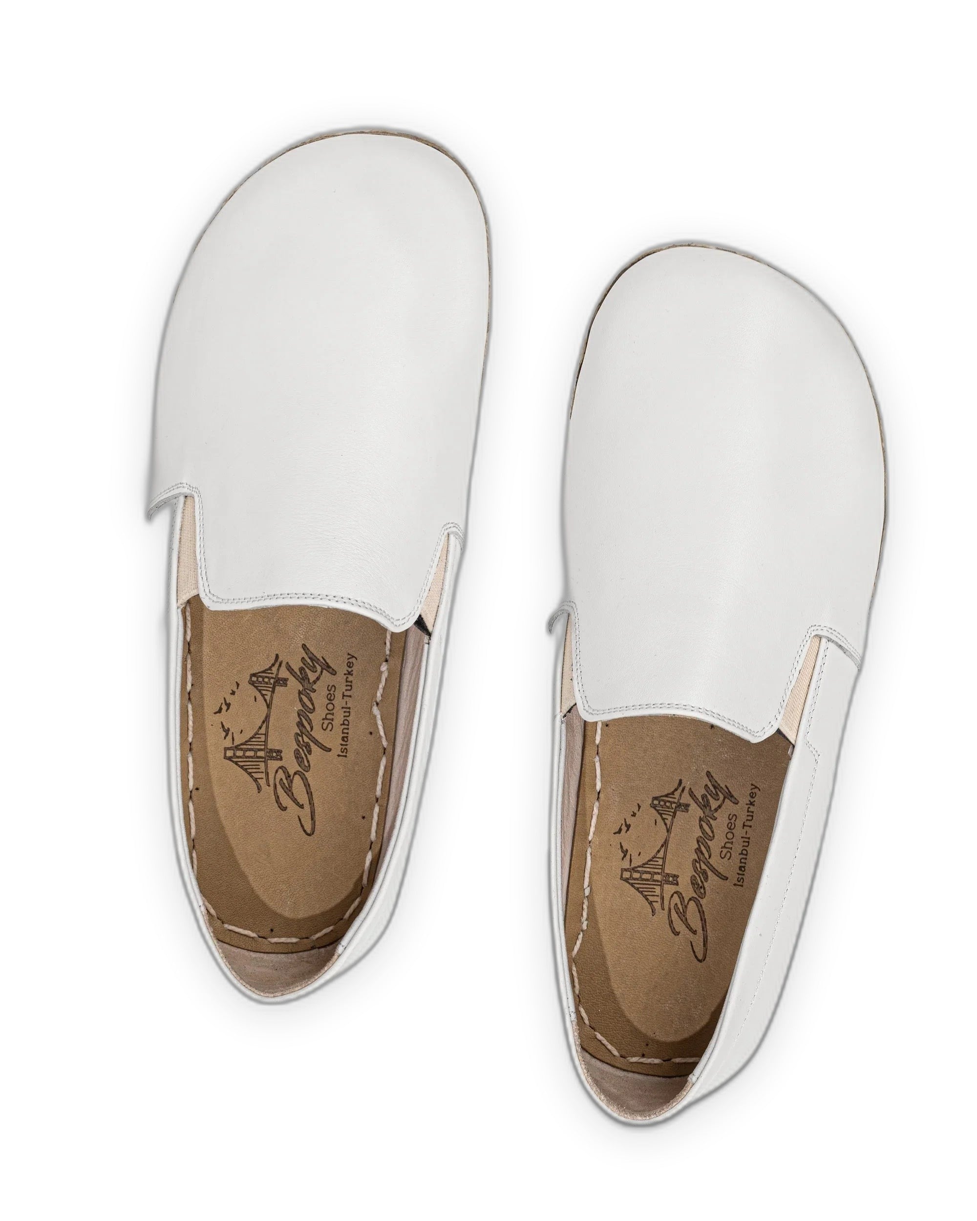 Pair White Barefoot Shoes - Barefoot Wide Toe Calf Leather | Bespoky