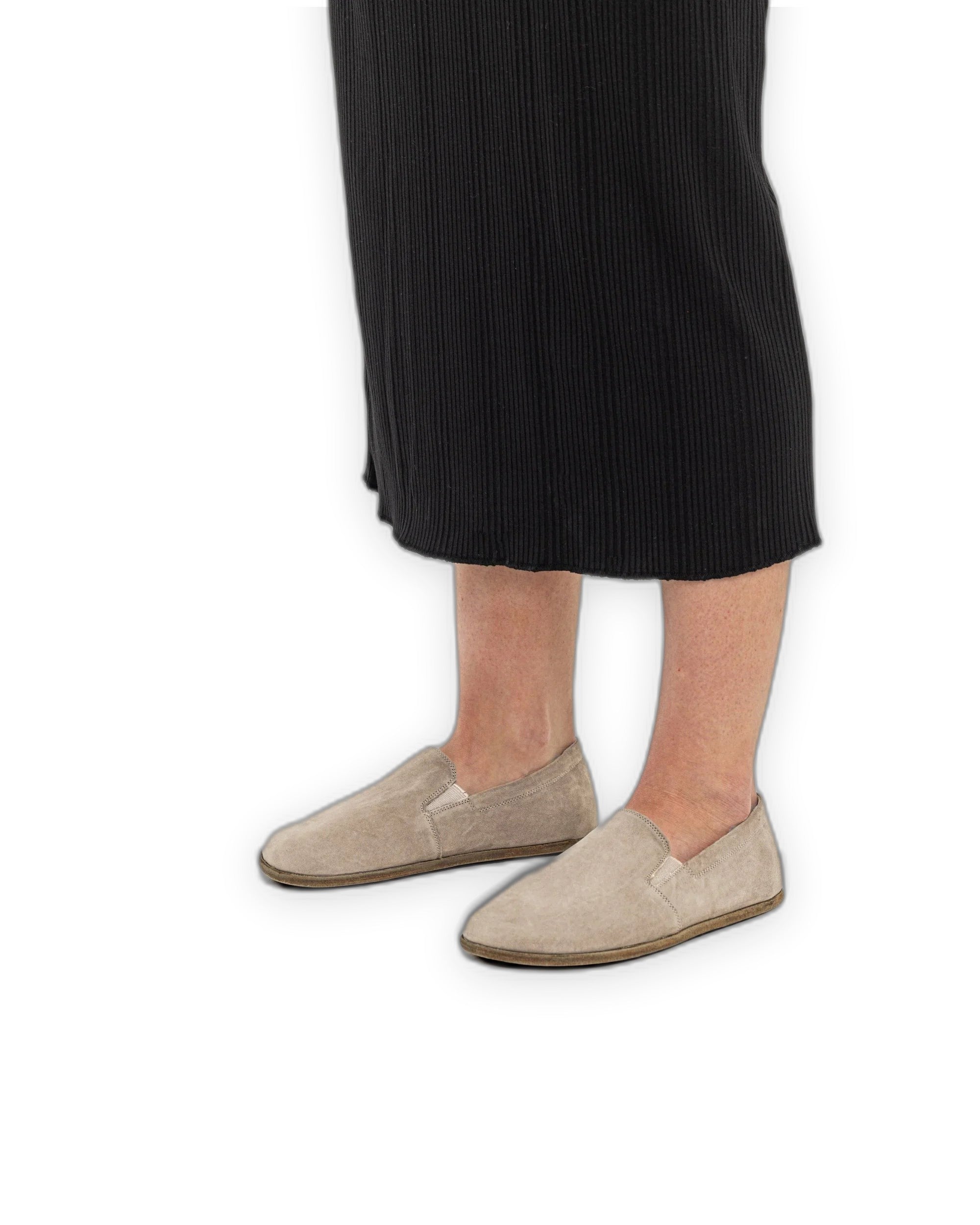 Top view Beige Nubuck Barefoot Shoes - Handcrafted Calf Leather | Bespoky