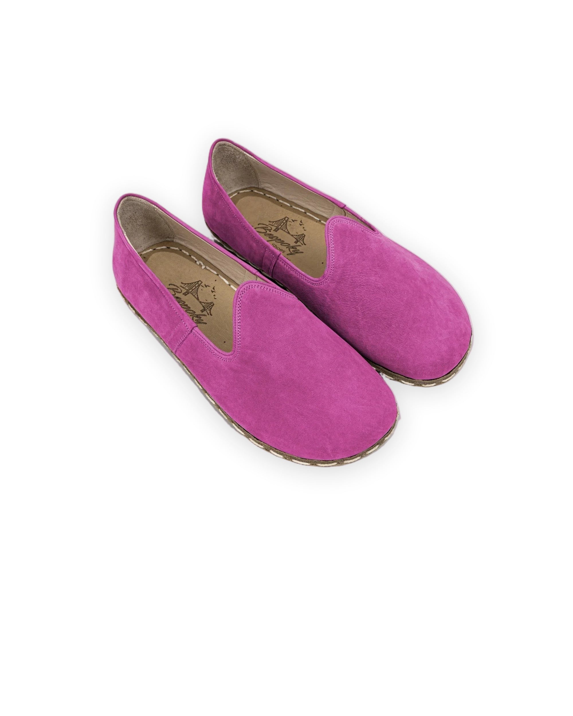 Men's Pink Nubuck Barefoot Yemeni - Handcrafted Calf Leather Wide Toe Box | Bespoky