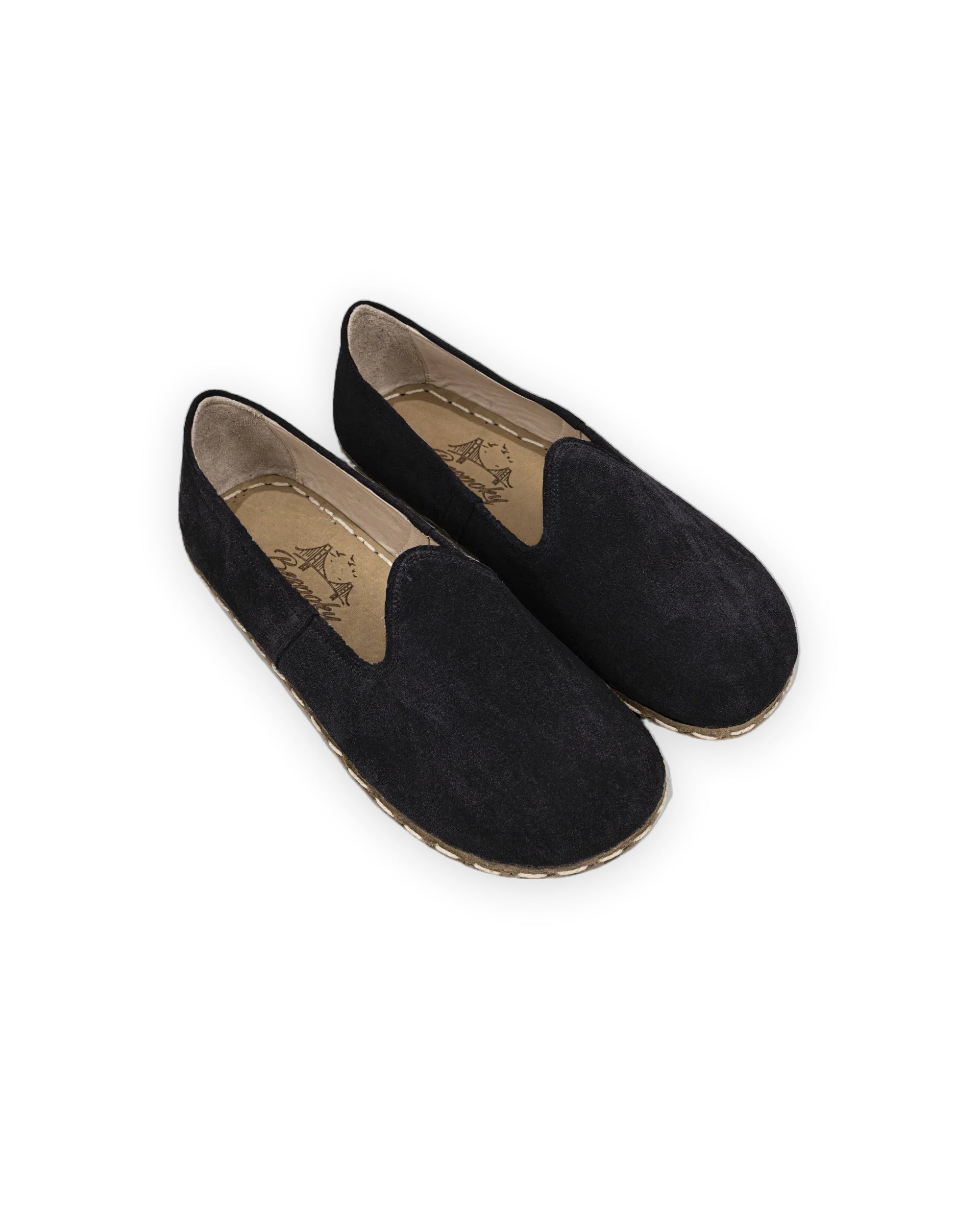 Men's Black Suede Barefoot Yemeni - Handcrafted Calf Leather Wide Toe Box | Bespoky