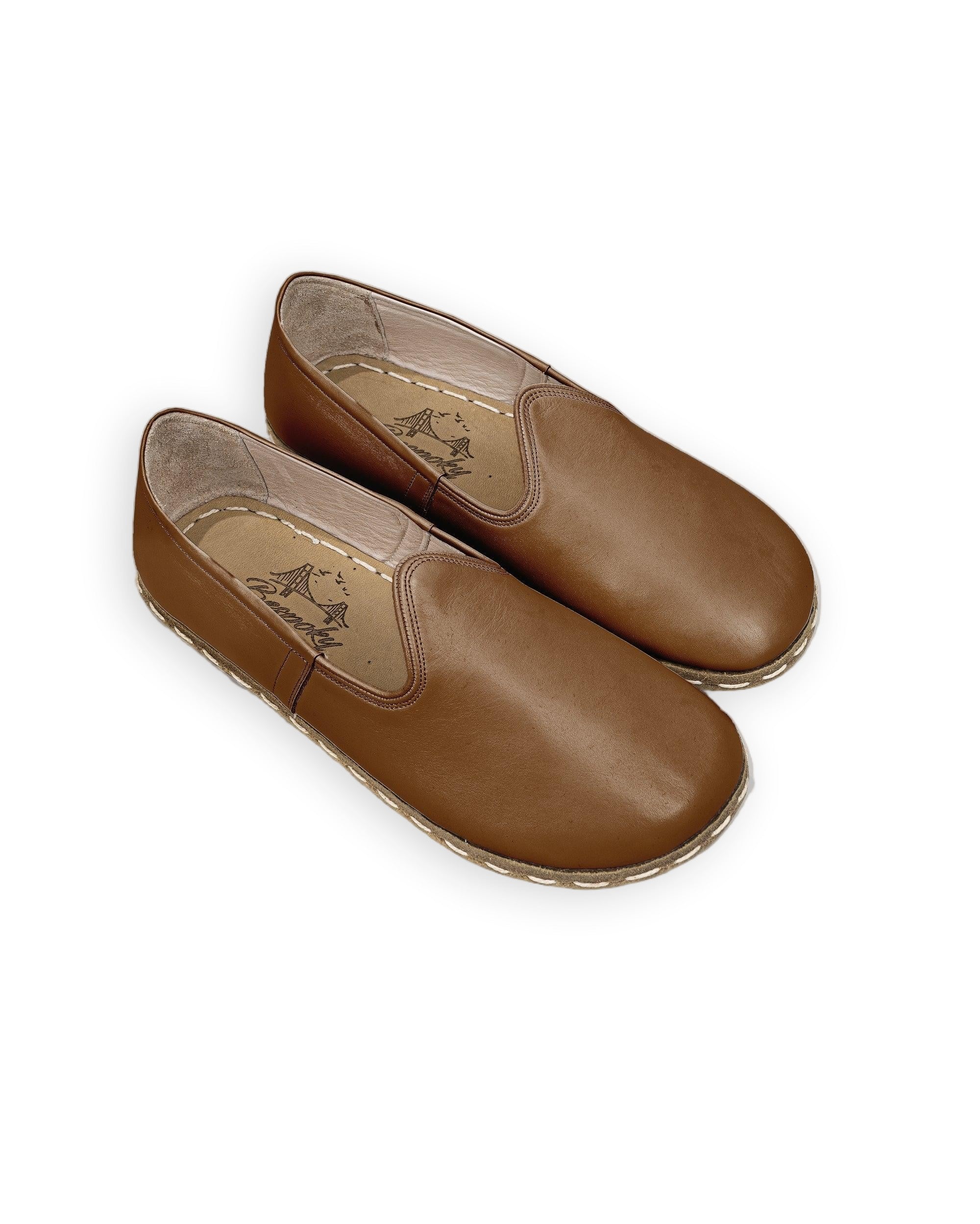 Men's Dark Tan Barefoot Yemeni - Handcrafted Calf Leather Wide Toe Box | Bespoky