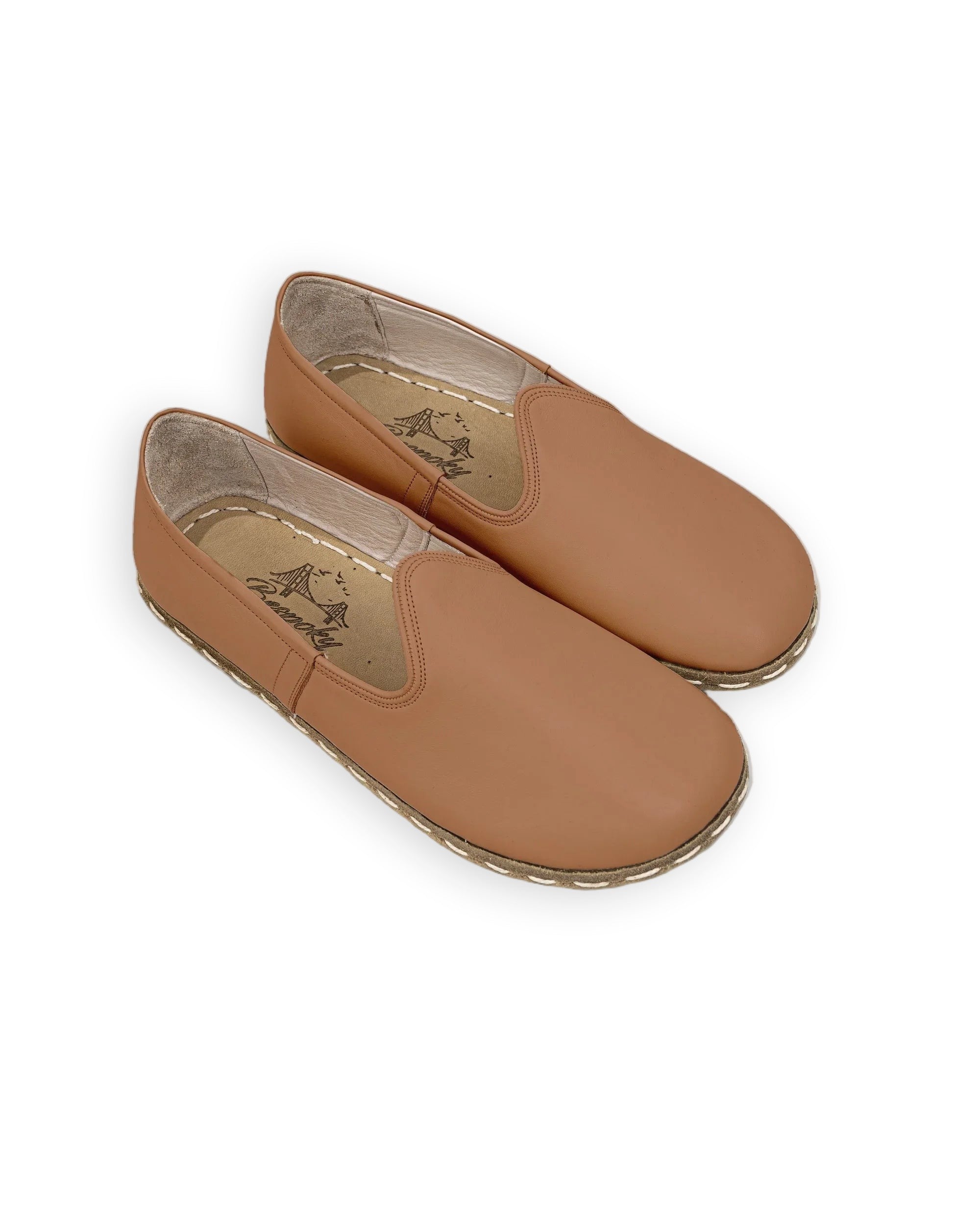 Men's Tan Barefoot Yemeni - Handcrafted Calf Leather Wide Toe Box | Bespoky