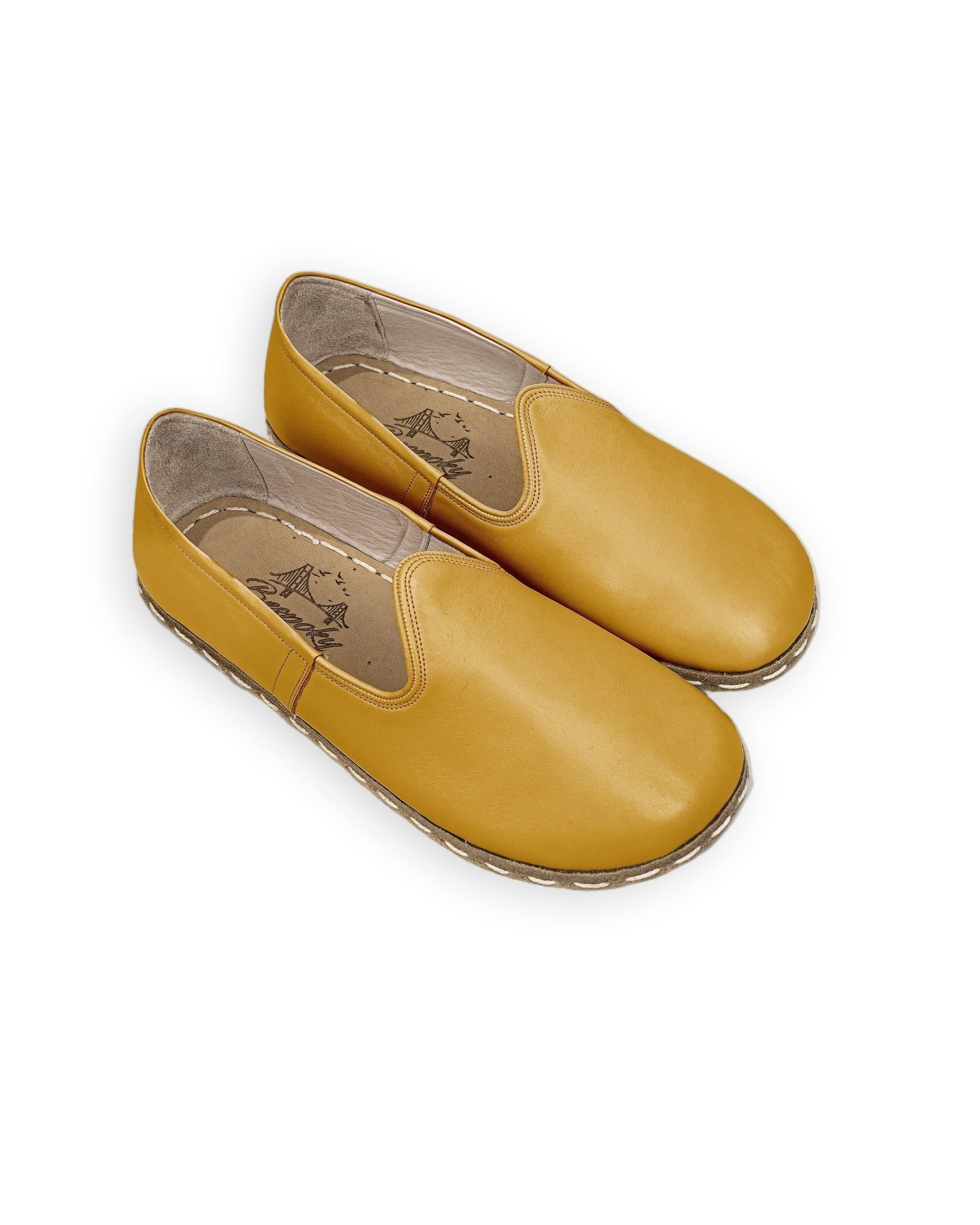 Men's Mustard Barefoot Yemeni - Handcrafted Calf Leather Wide Toe Box | Bespoky