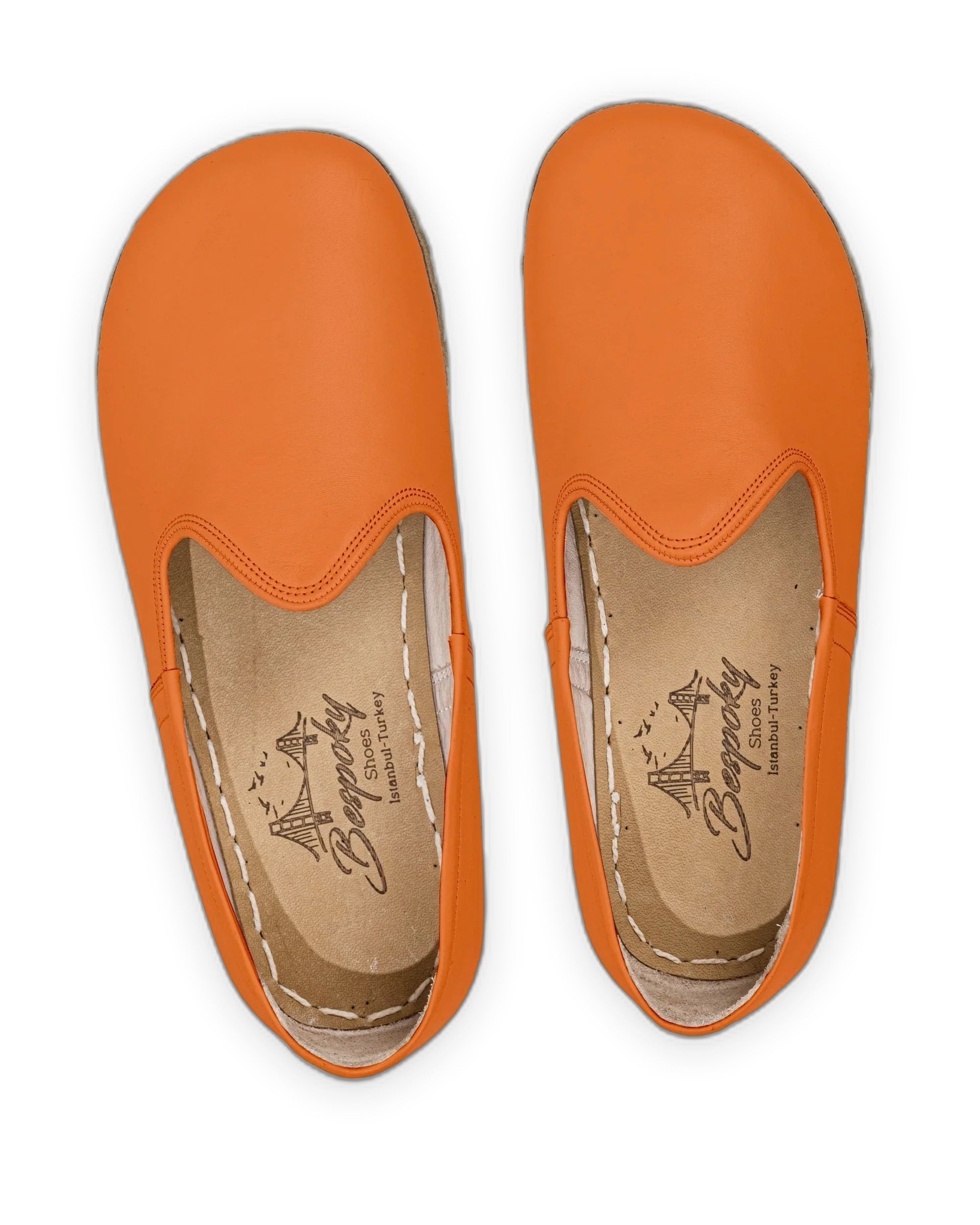 Side view Orange Barefoot Yemeni - Calf Leather Zero Drop | Bespoky
