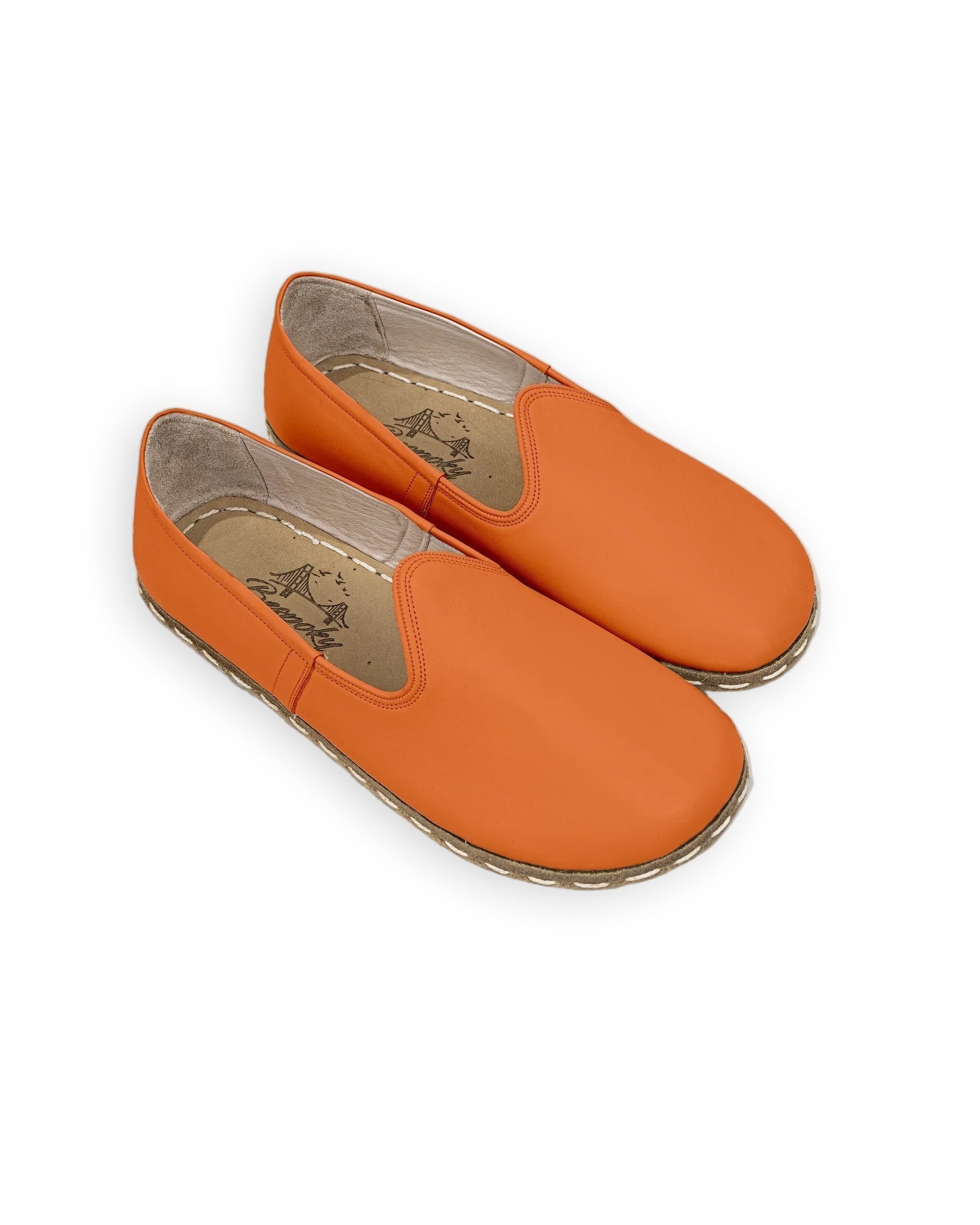Men's Orange Barefoot Yemeni - Handcrafted Calf Leather Wide Toe Box | Bespoky