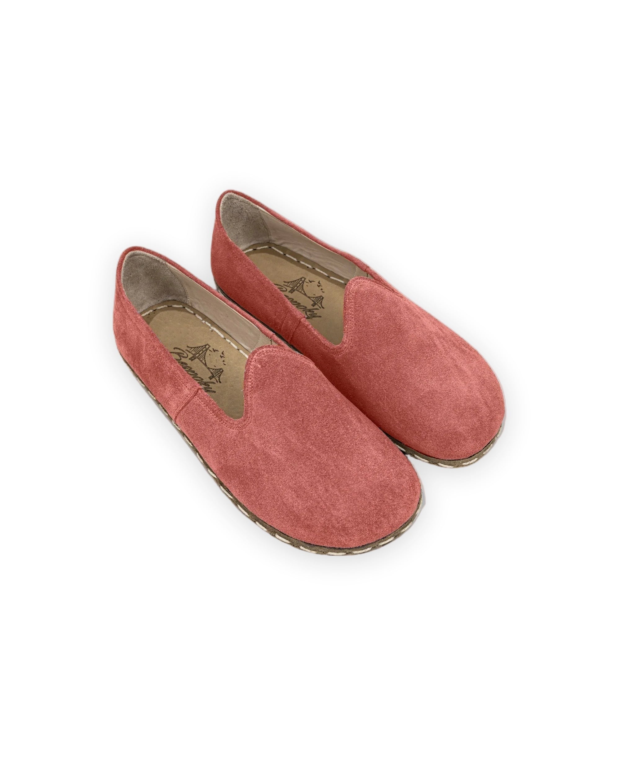 Men's Pink Suede Barefoot Yemeni - Handcrafted Calf Leather Wide Toe Box | Bespoky