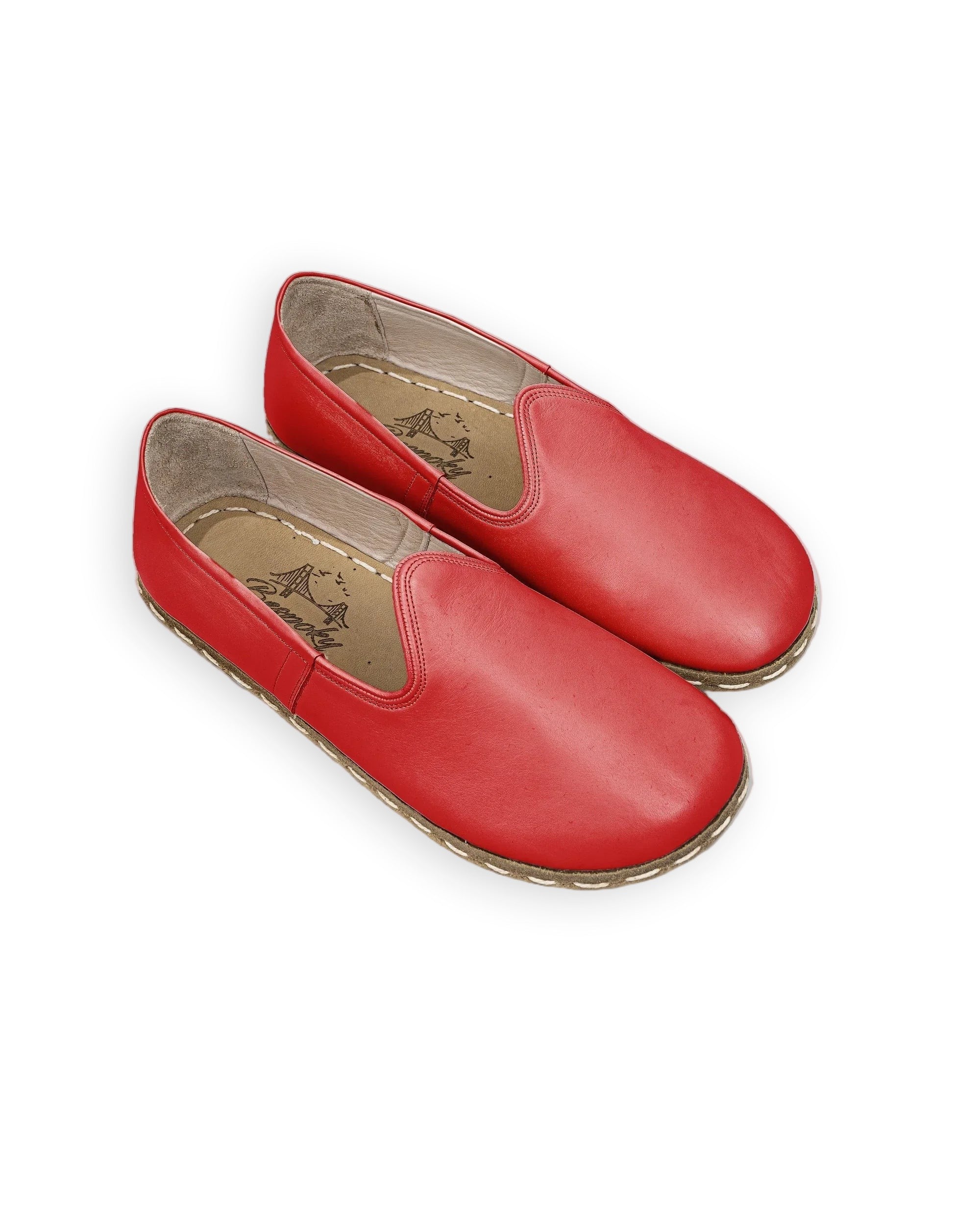 Men's Red Barefoot Yemeni - Handcrafted Calf Leather Wide Toe Box | Bespoky