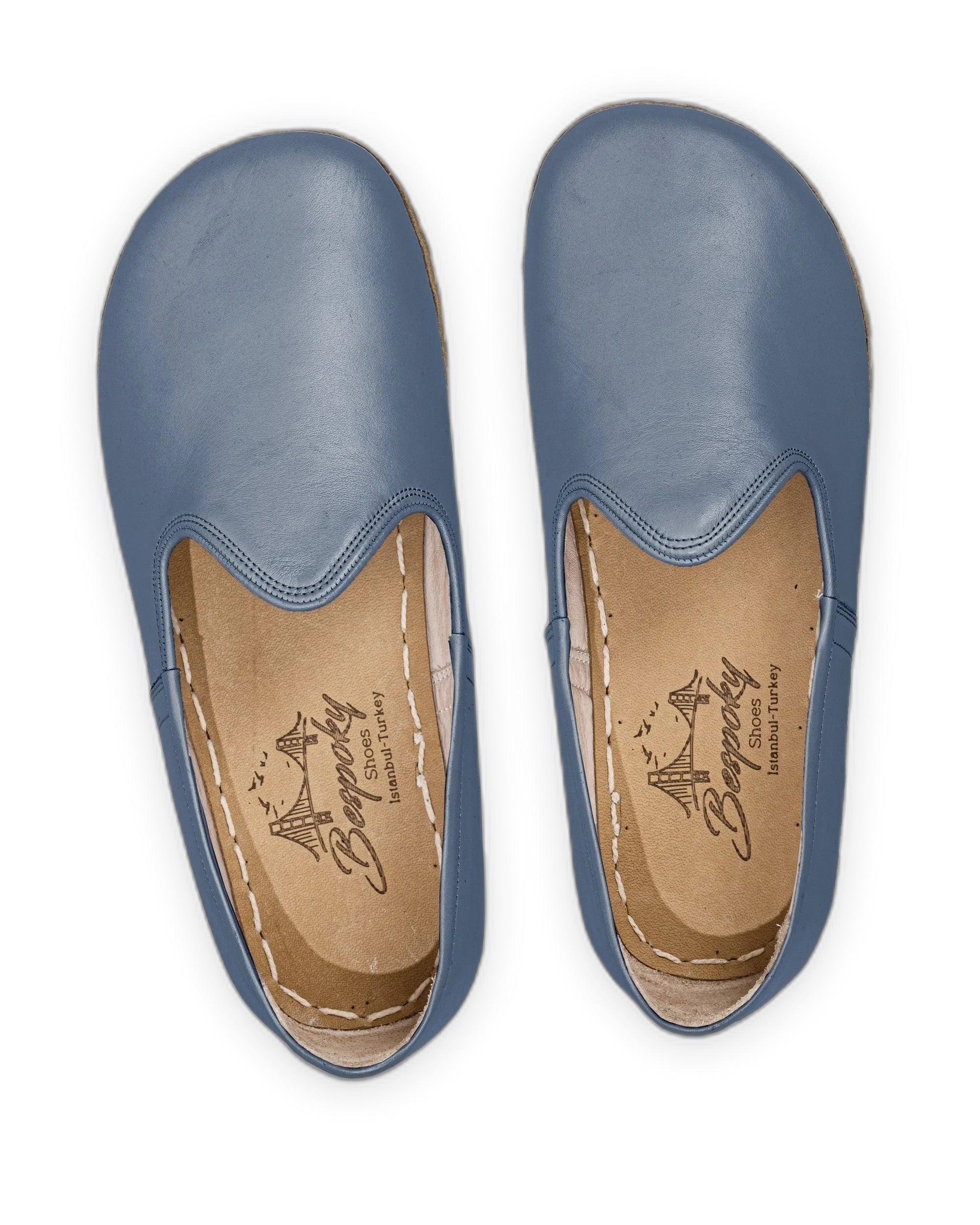 Top view Jean Blue Barefoot Yemeni - Handcrafted Calf Leather | Bespoky