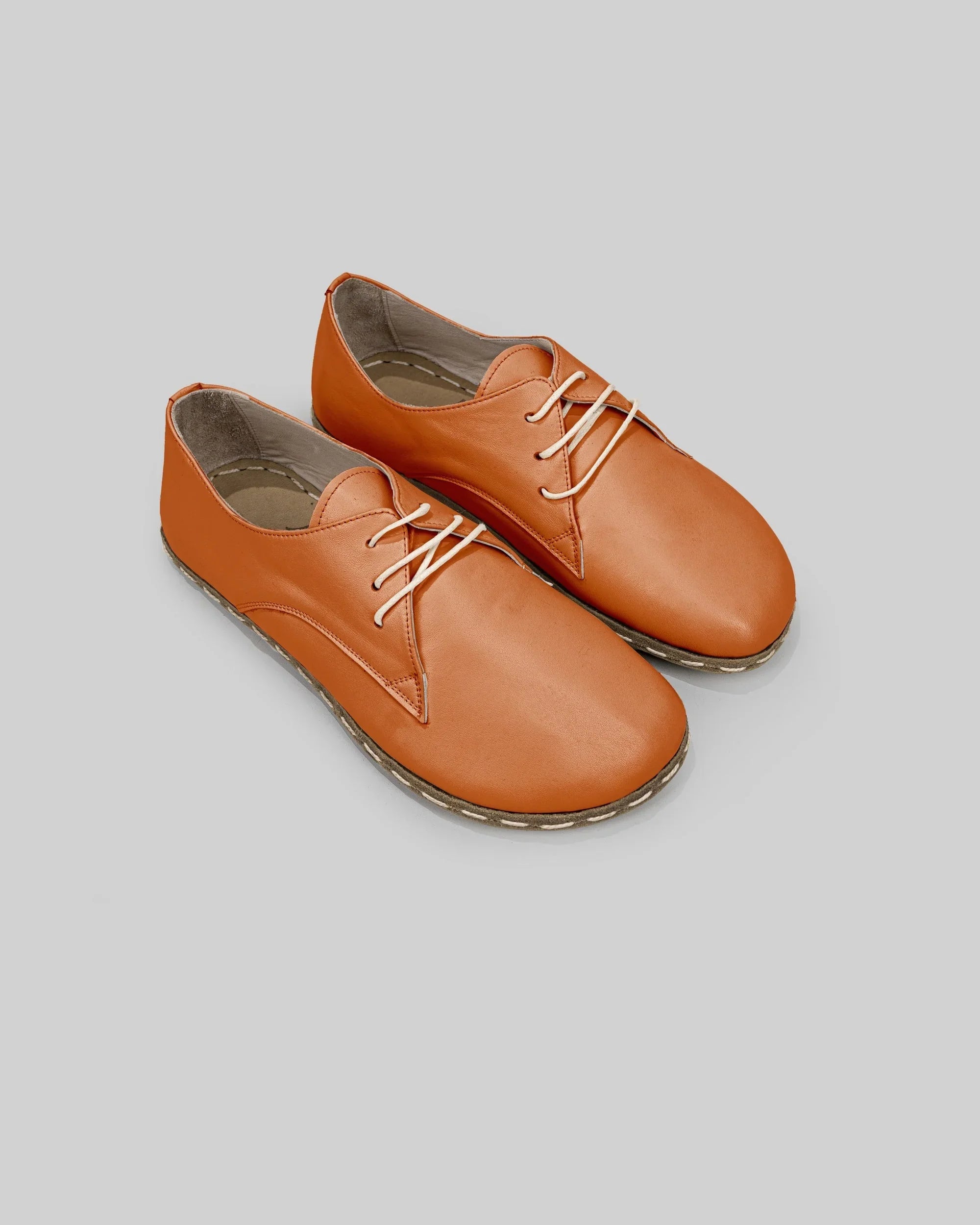 Men's Orange Oxford Shoes - Handcrafted Calf Leather Wide Toe Box | Bespoky