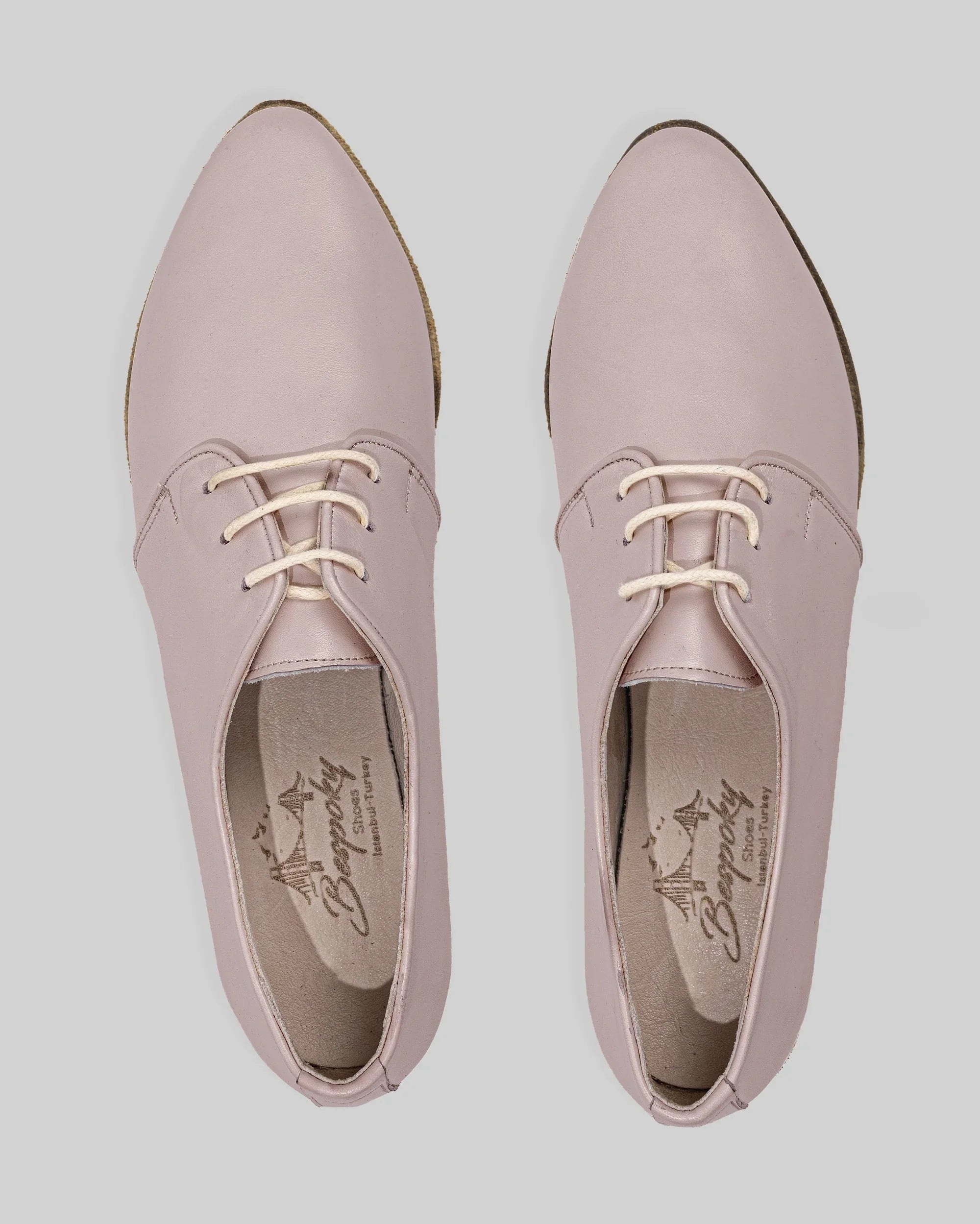 Top view Pink Pointed Toe Oxford - Handcrafted Calf Leather | Bespoky