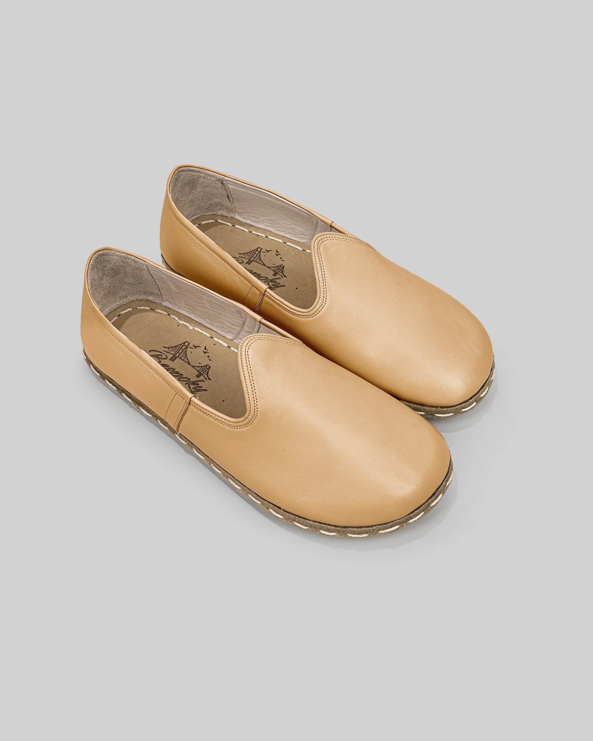 Men's Melon Yellow Barefoot Yemeni - Handcrafted Calf Leather Wide Toe Box | Bespoky