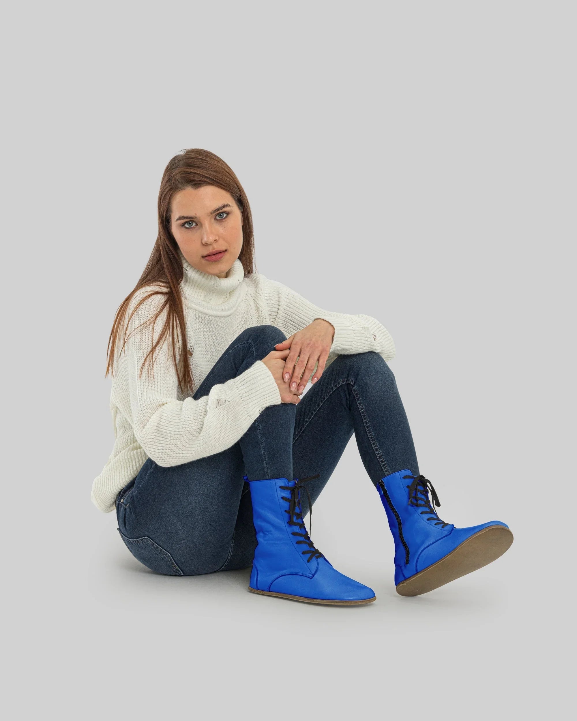 Detail Blue Barefoot Boot - Handcrafted Calf Leather Turkey | Bespoky