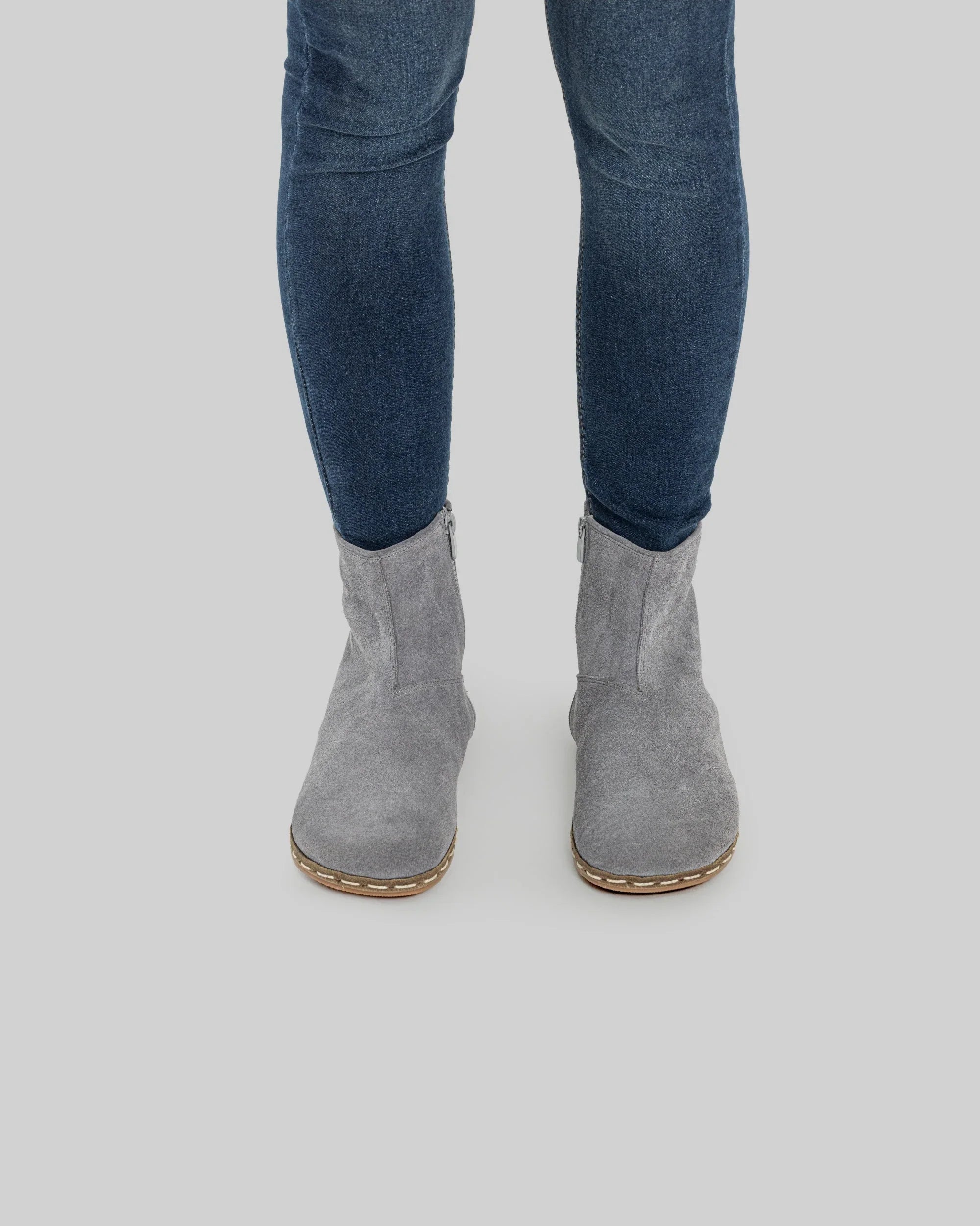 Detail Grey Suede Chelsea Boots - Handcrafted Calf Leather Turkey | Bespoky