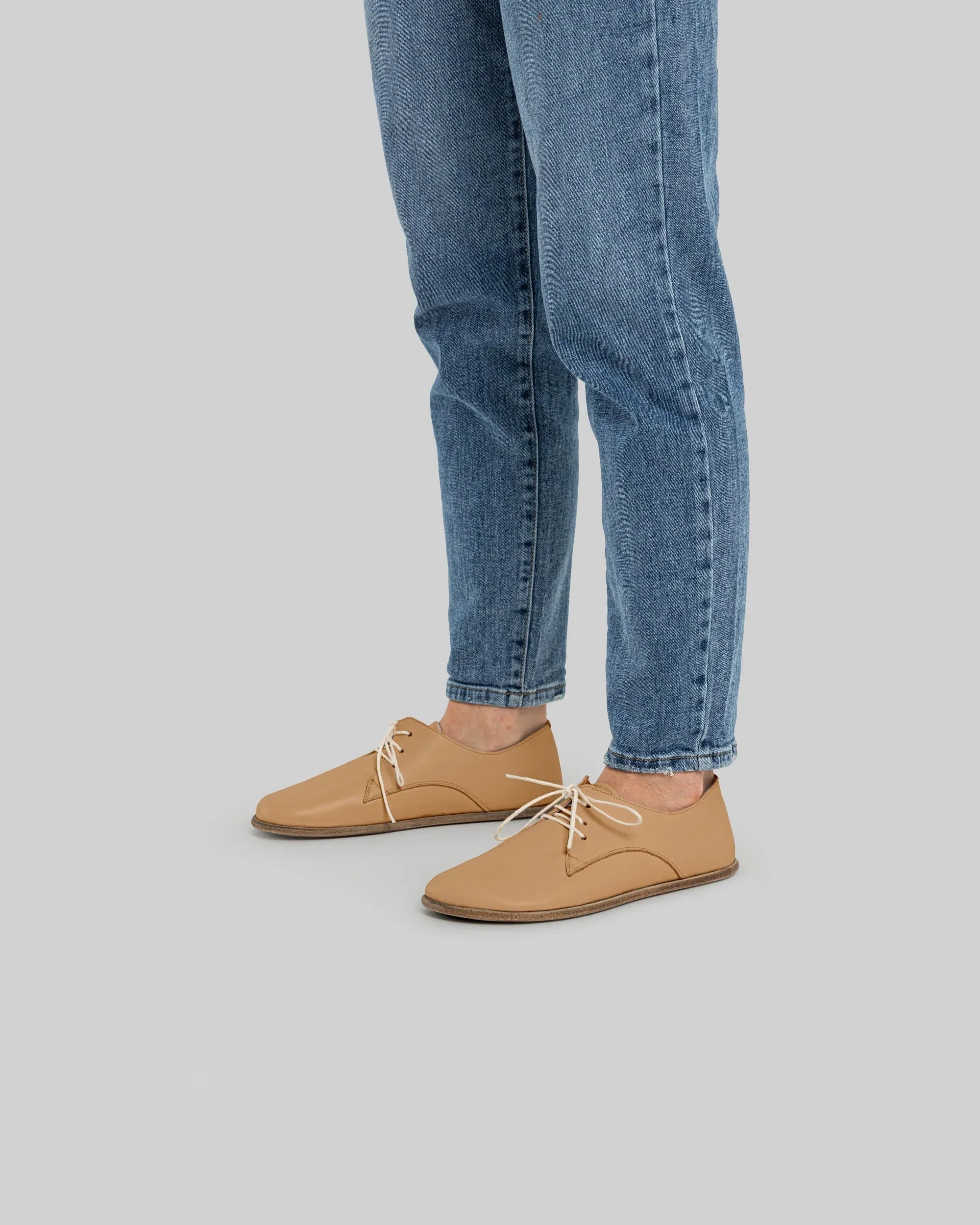 Pair Undyed Oxford Shoes - Barefoot Wide Toe Calf Leather | Bespoky