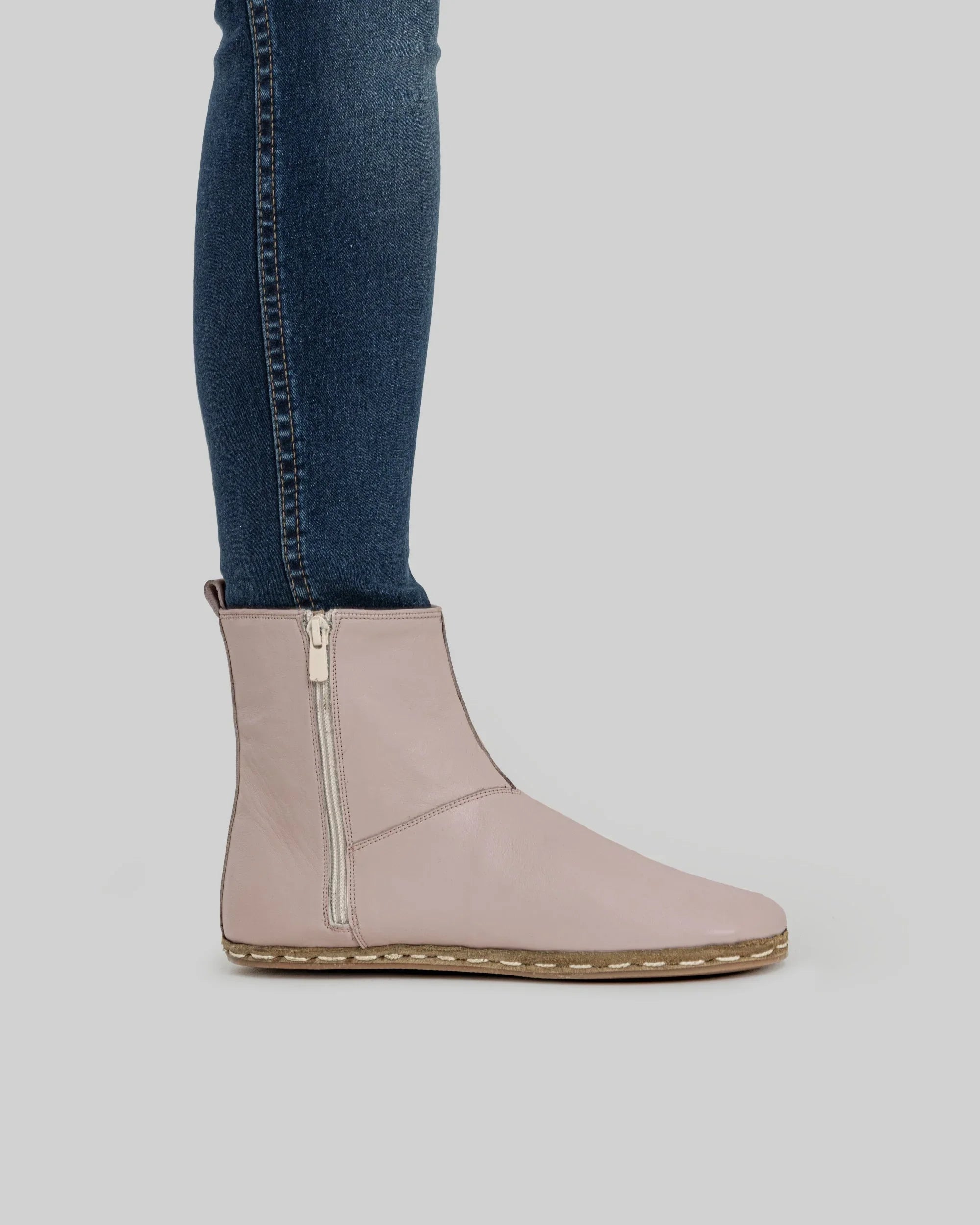 Pair Pink Chelsea Boots - Barefoot Wide Toe Calf Leather | Bespoky