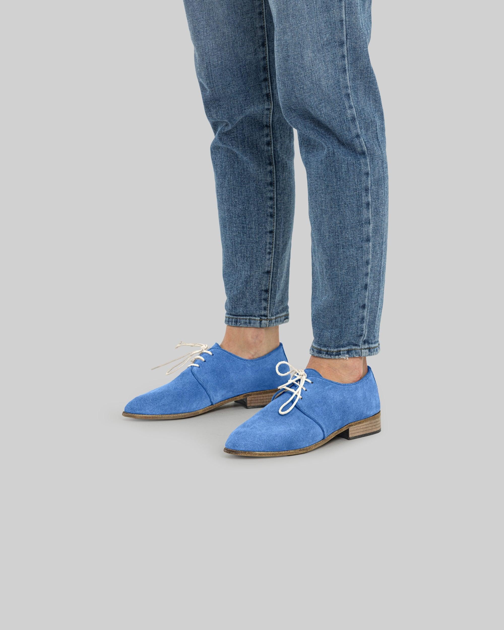 Top view Blue Pointed Toe Oxford - Handcrafted Calf Leather | Bespoky