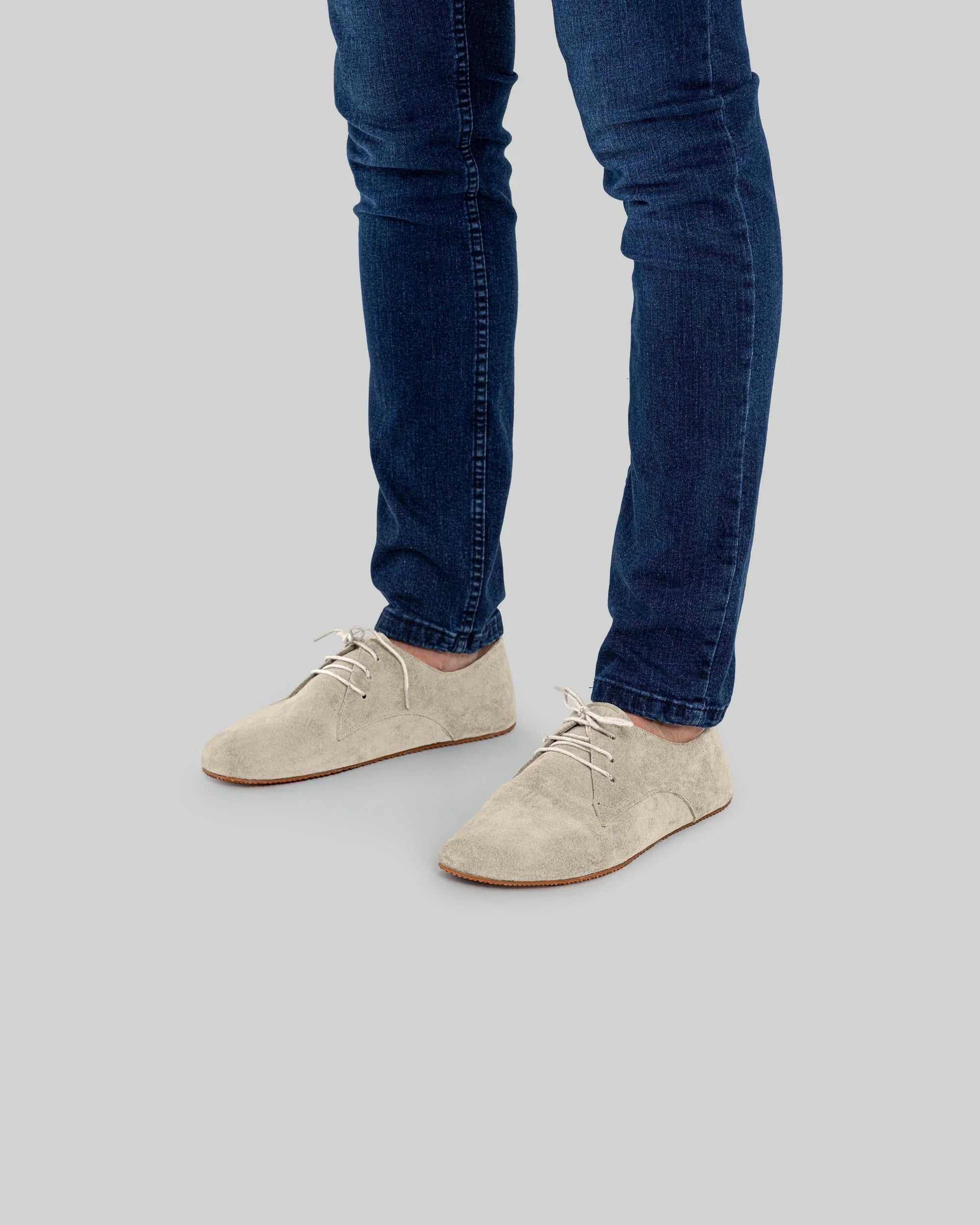 Pair Cream Oxford Shoes - Barefoot Wide Toe Calf Leather | Bespoky