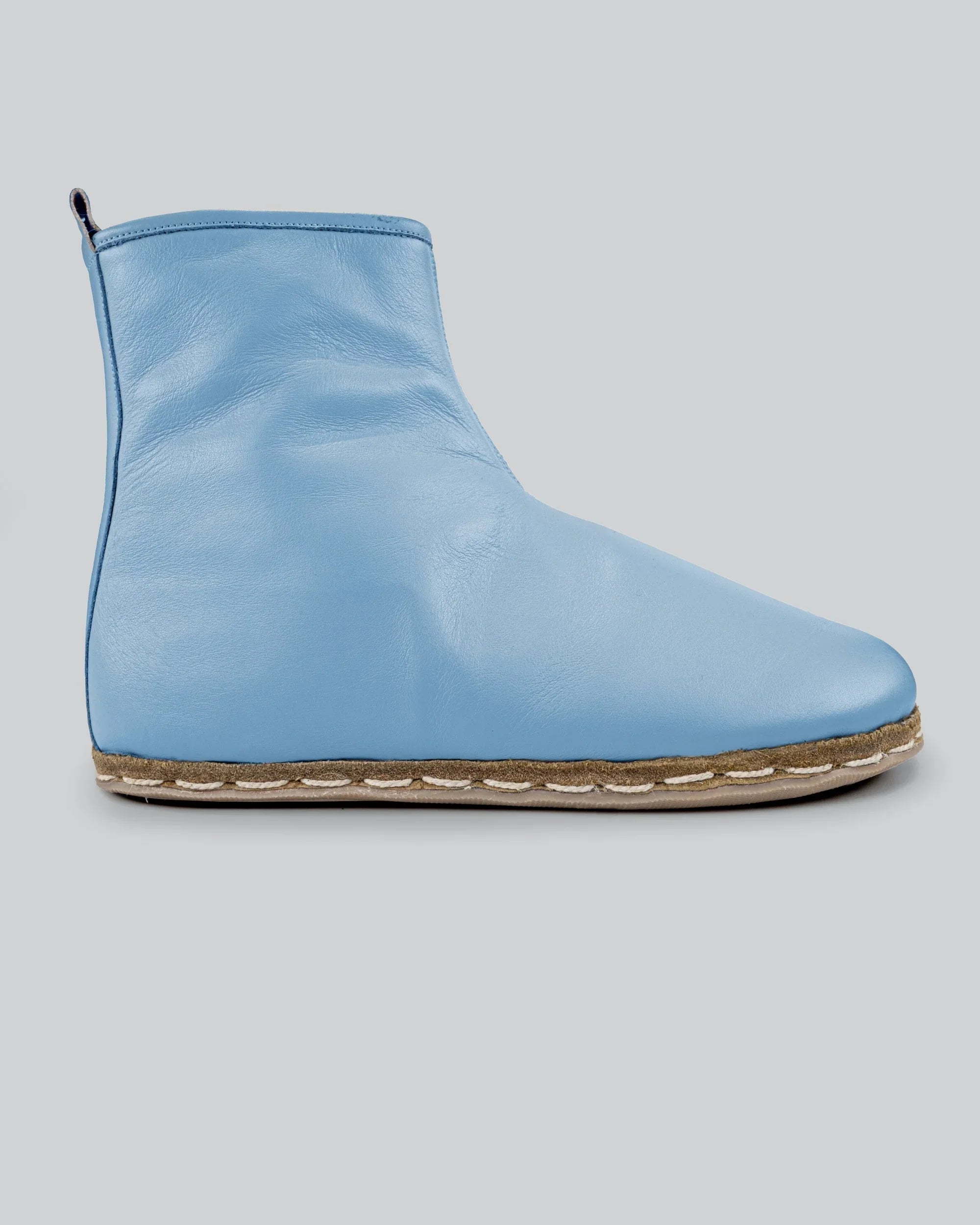 Side view Baby Blue Chelsea Boots - Calf Leather Zero Drop | Bespoky