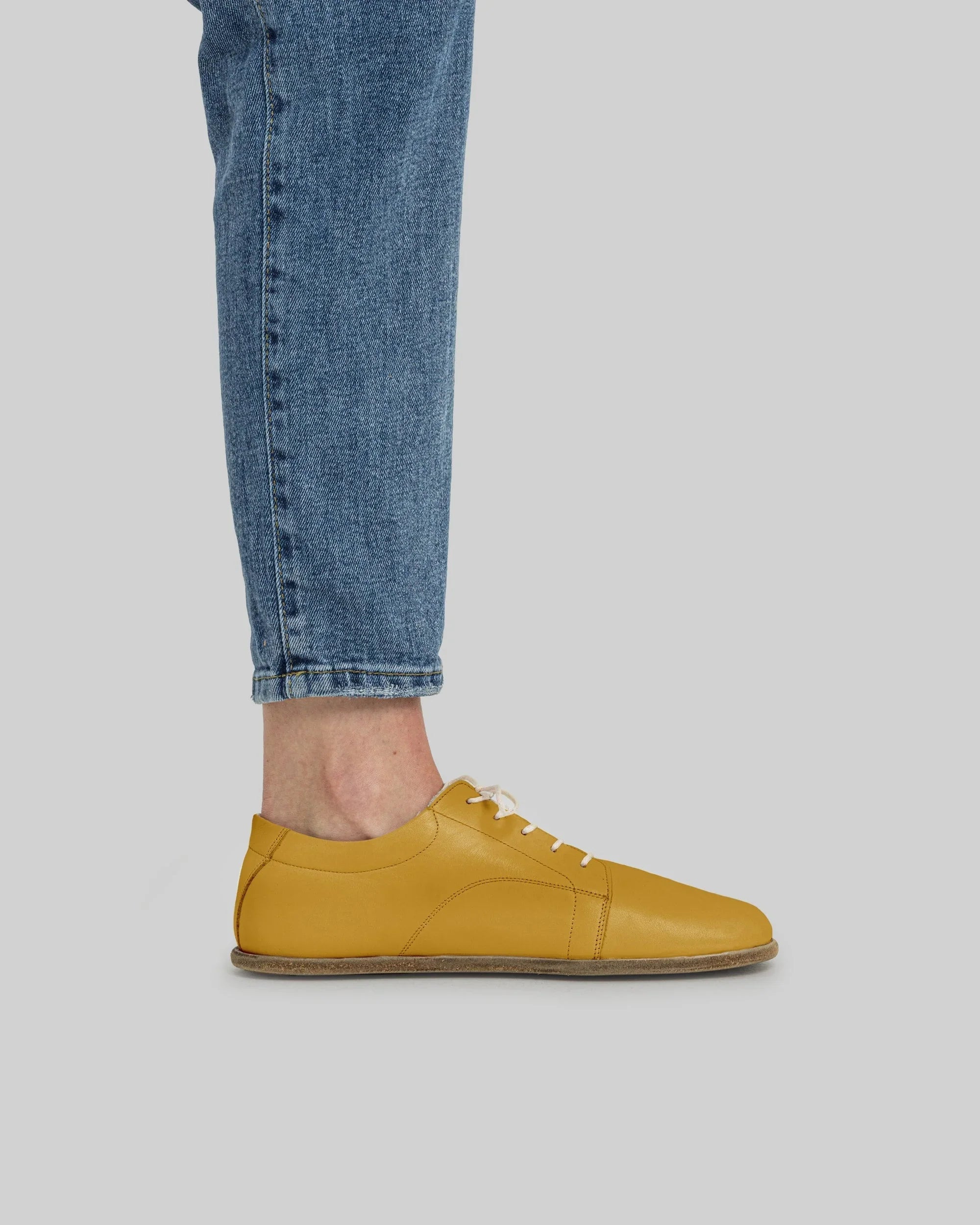 Back view Mustard Barefoot Sneaker - Calf Leather Handcrafted | Bespoky