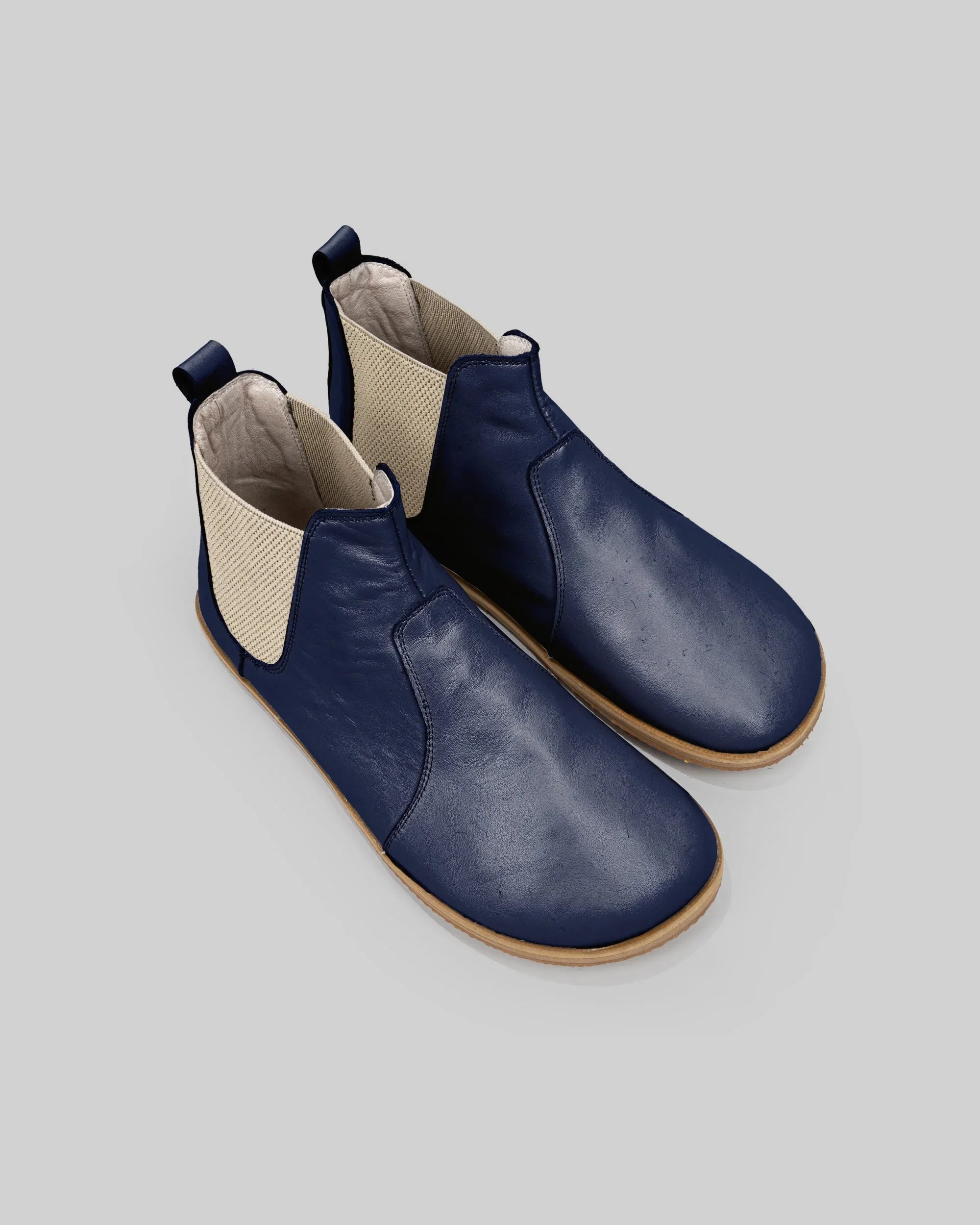Women's Navy Blue Chelsea Boots - Handcrafted Calf Leather Wide Toe Box | Bespoky