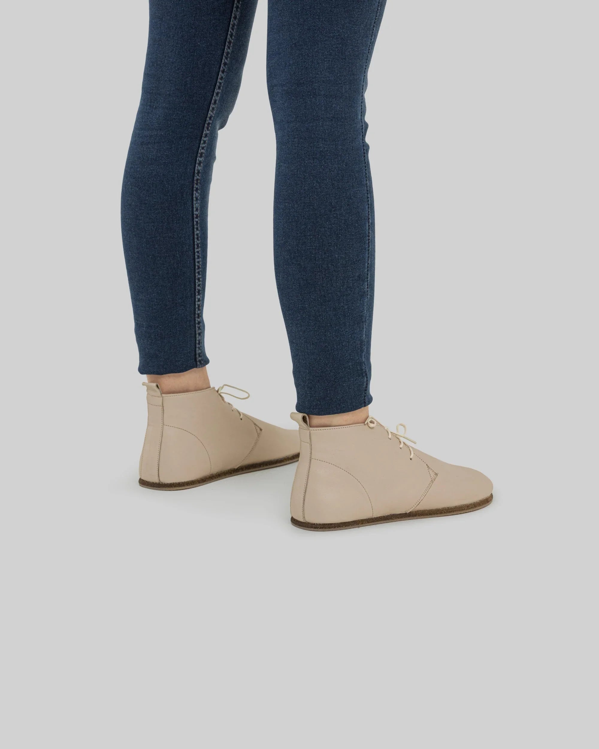 Back view Beige Ankle Boots - Calf Leather Handcrafted | Bespoky