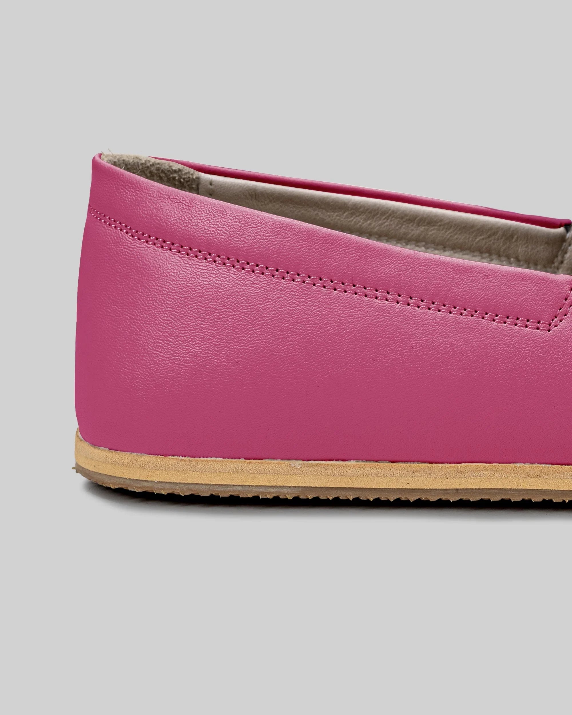 Detail Fuchsia Barefoot Shoes - Handcrafted Calf Leather Turkey | Bespoky