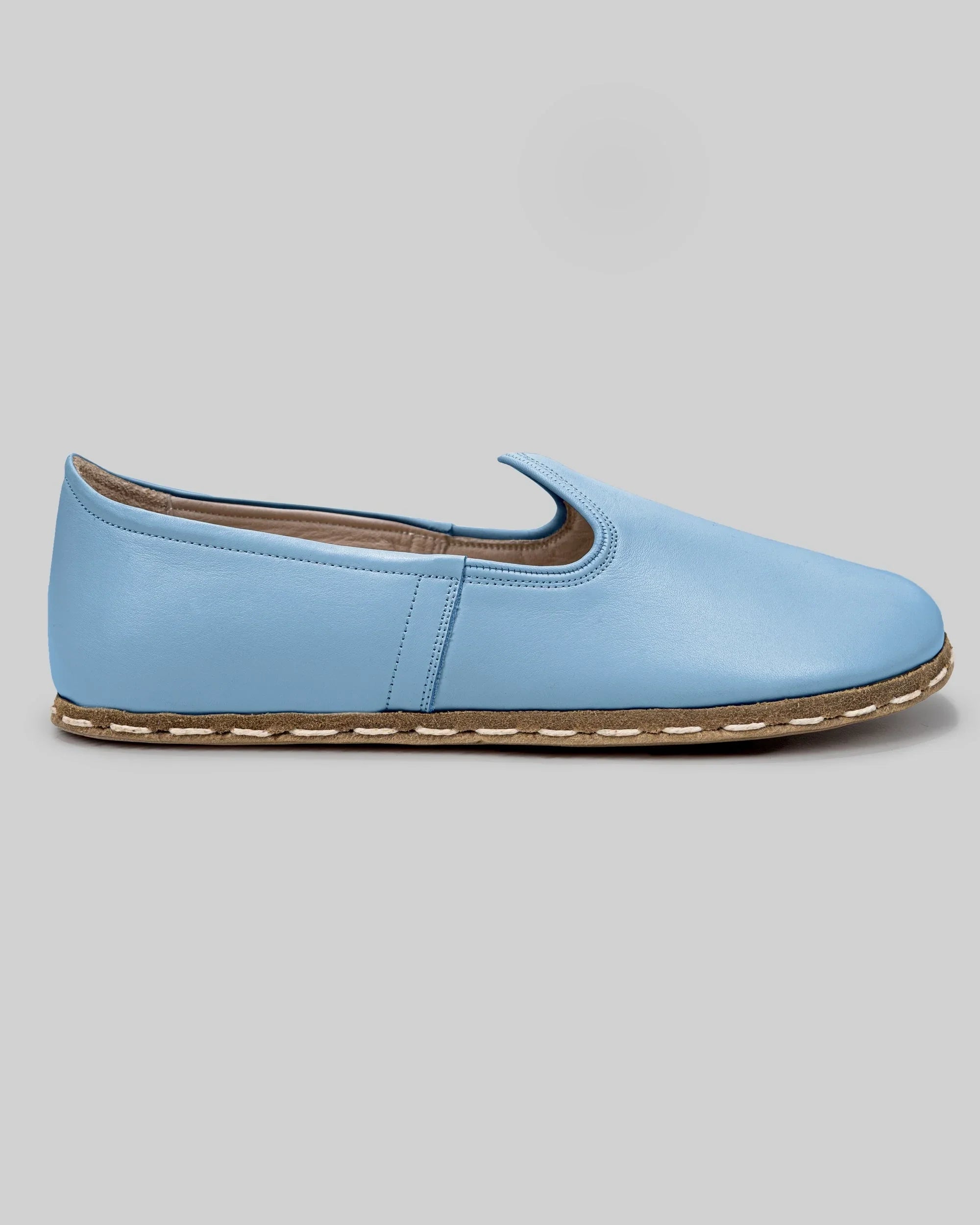 Pair Baby Blue Barefoot Yemeni - Barefoot Wide Toe Calf Leather | Bespoky