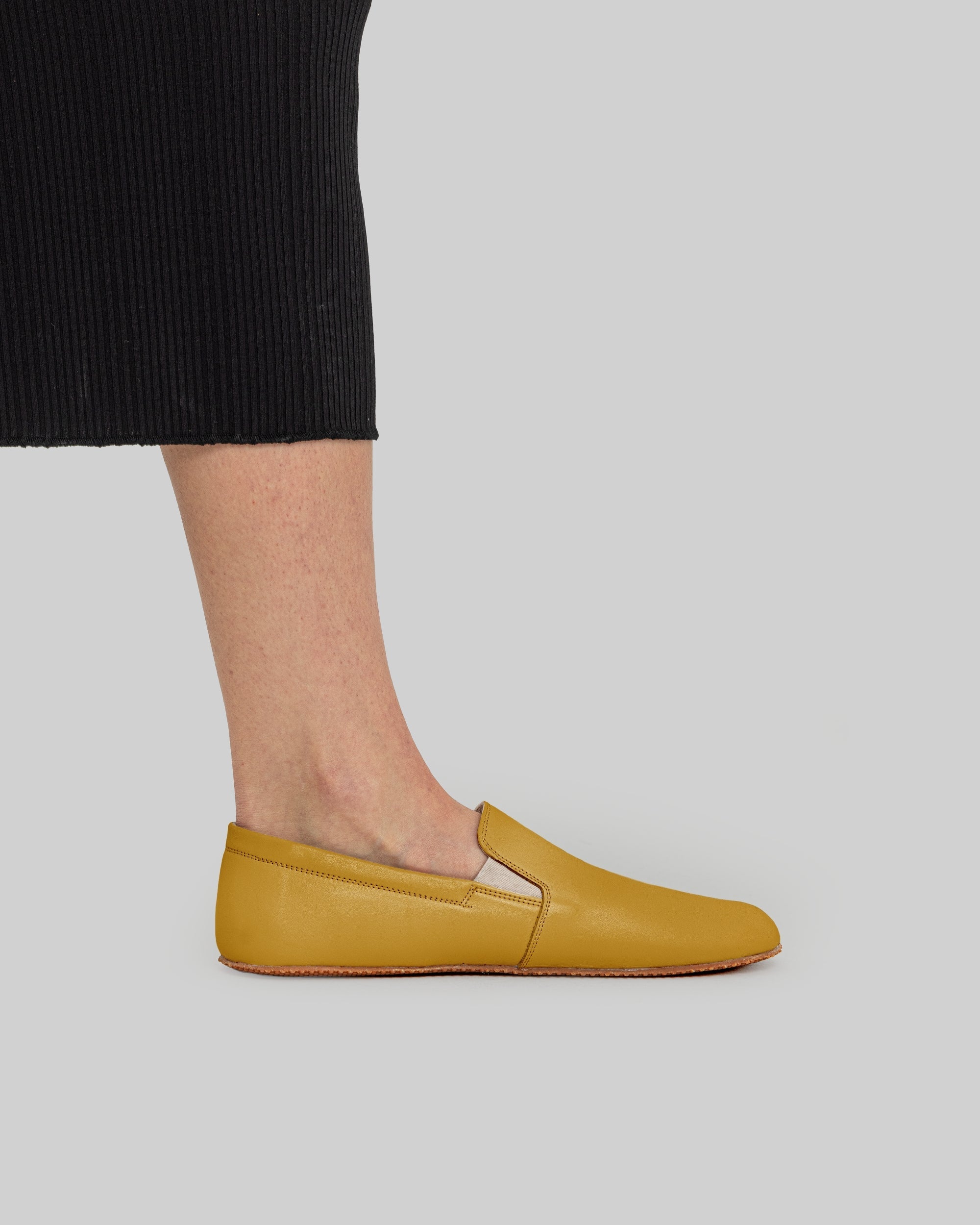 Back view Mustard Barefoot Shoes - Calf Leather Handcrafted | Bespoky