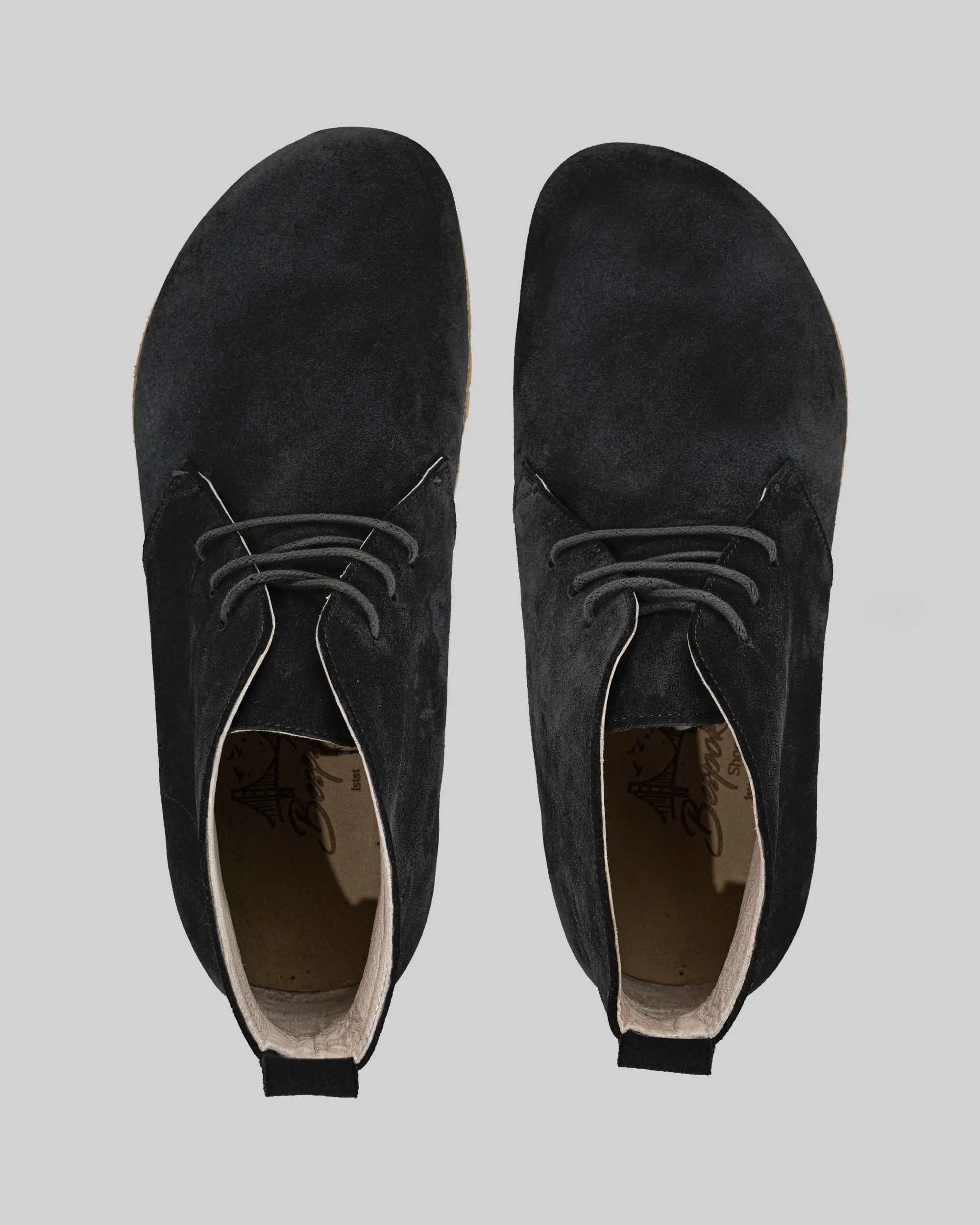 Top view Black Suede Ankle Boots - Handcrafted Calf Leather | Bespoky