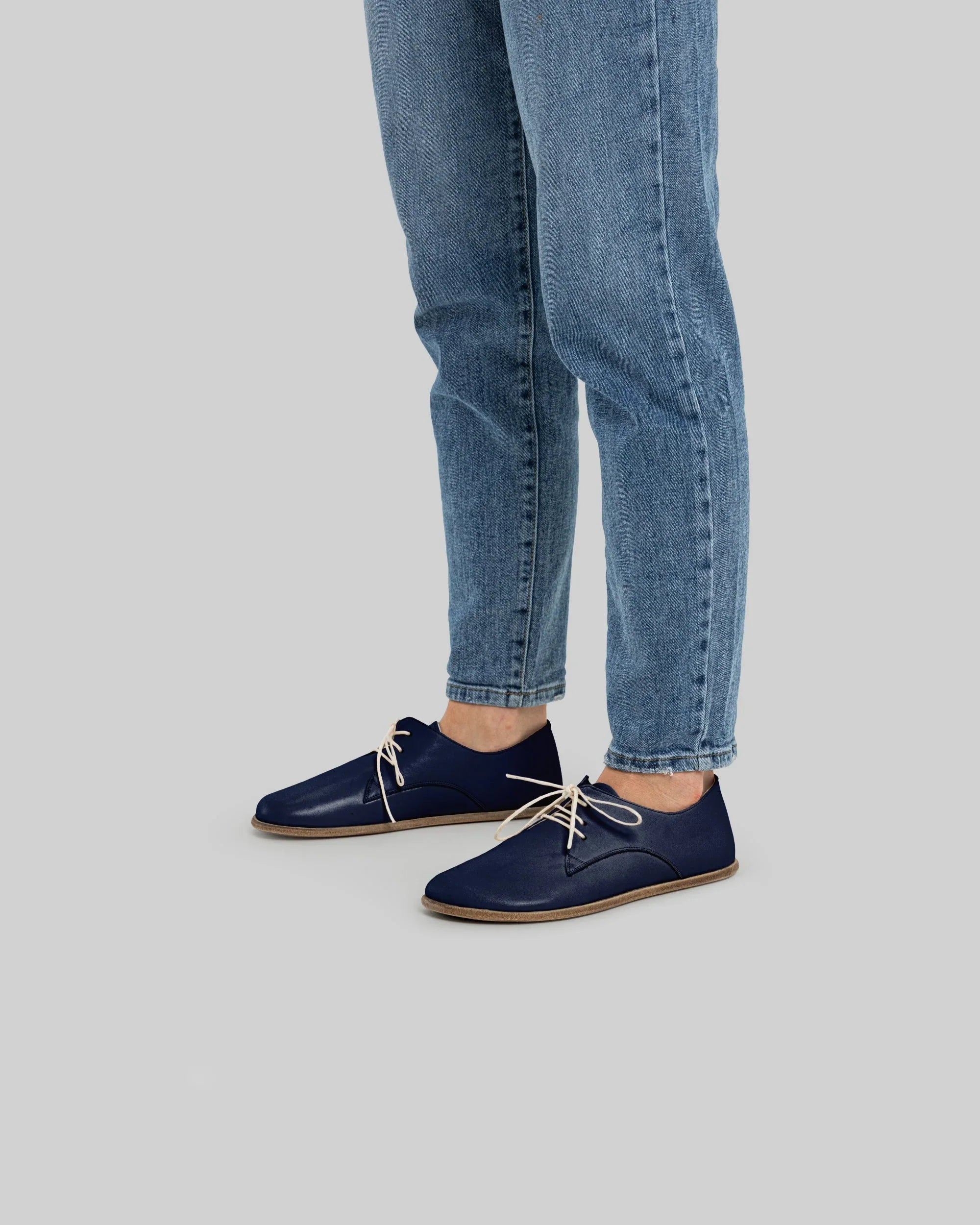 Top view Navy Blue Oxford Shoes - Handcrafted Calf Leather | Bespoky