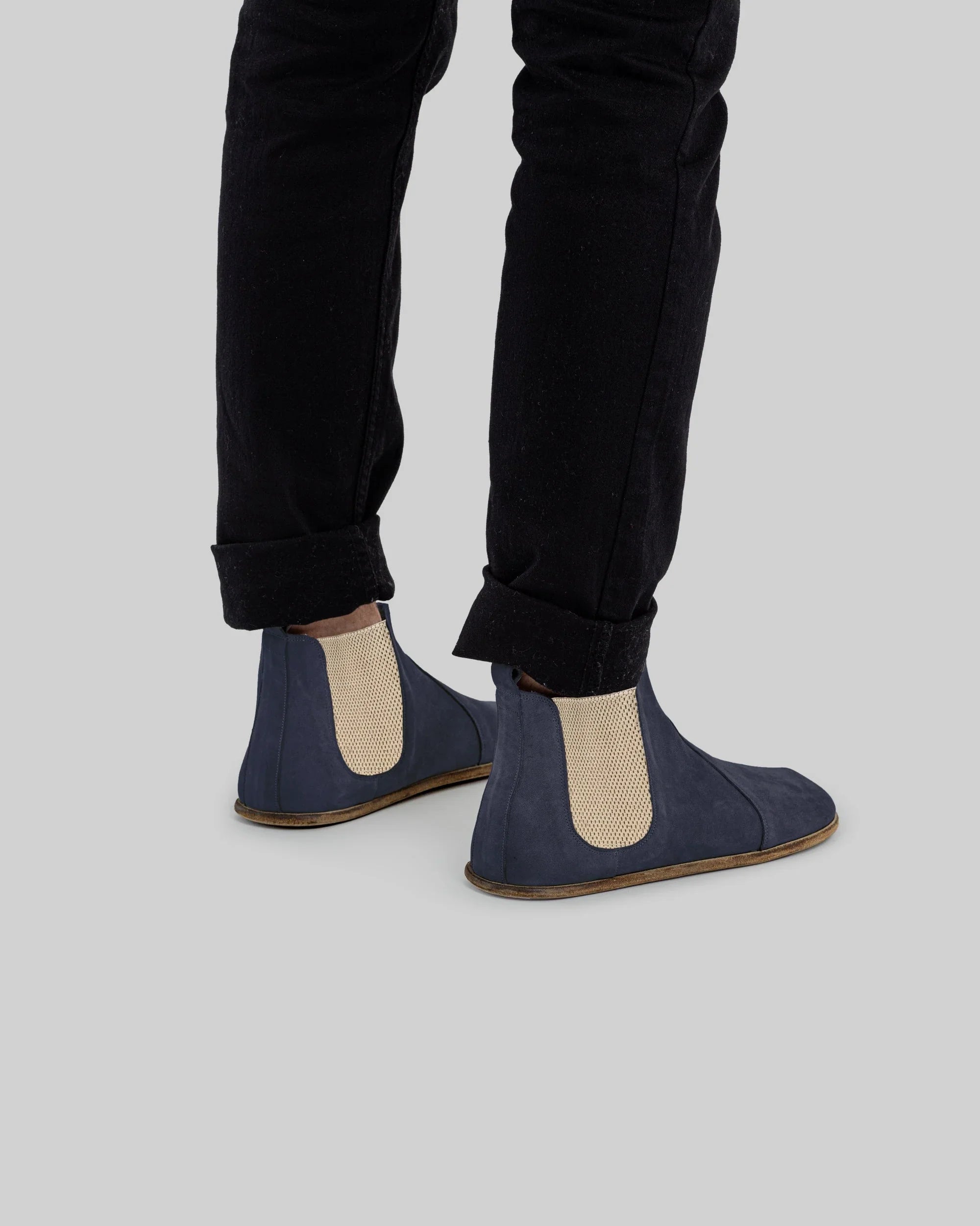 Pair Navy Chelsea Boots - Barefoot Wide Toe Calf Leather | Bespoky